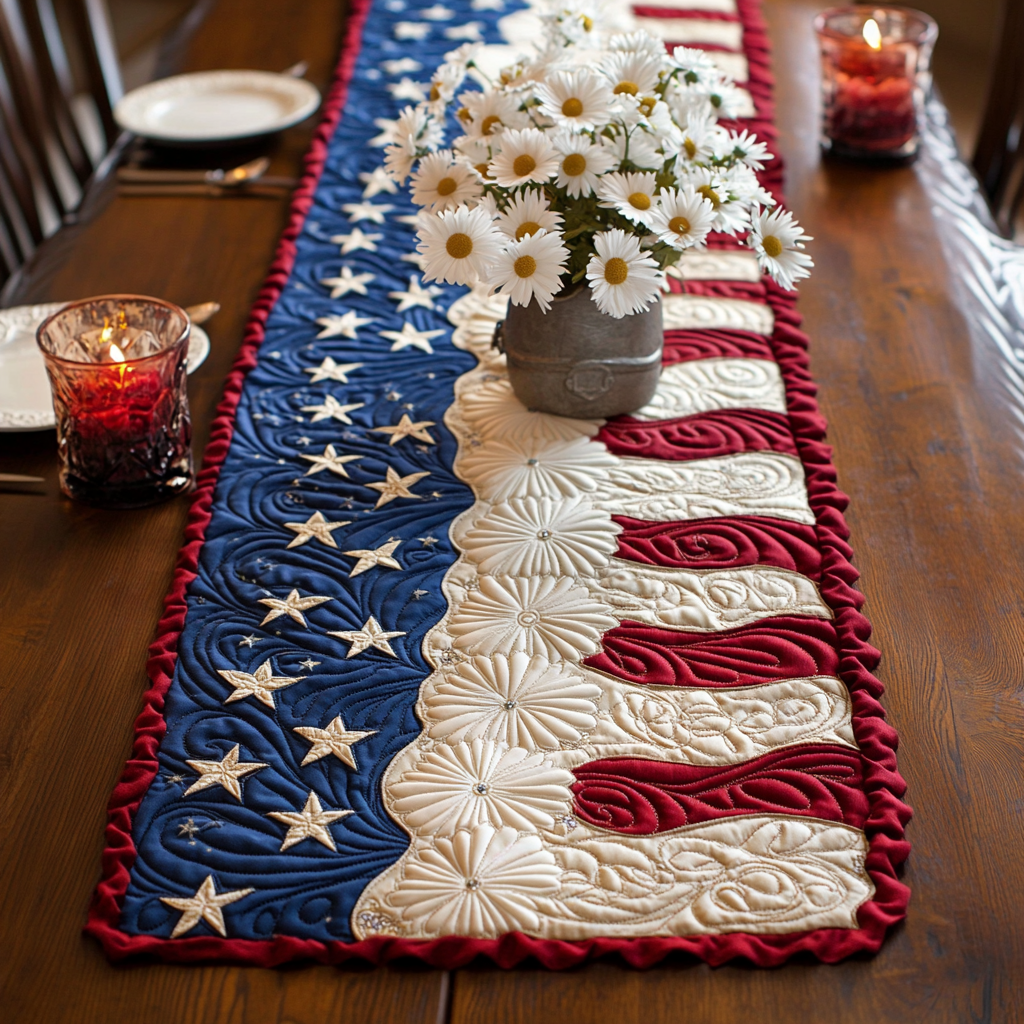 Heritage Wrap Quilted Table Runner Dining Decor Patriotic Themed Gifts