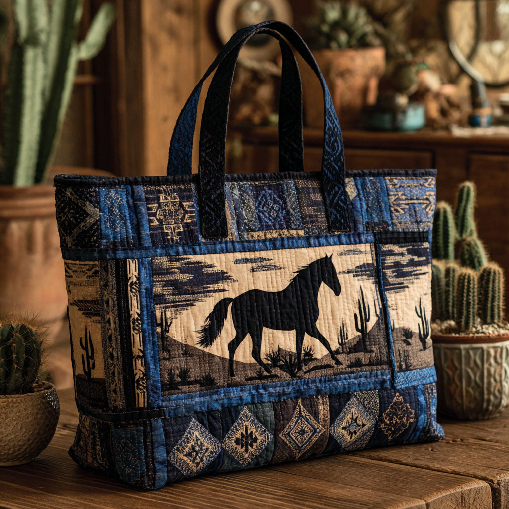 High Noon Trails Quilted Tote Bag Shoulder Handbag Christmas Presents For Cowboys