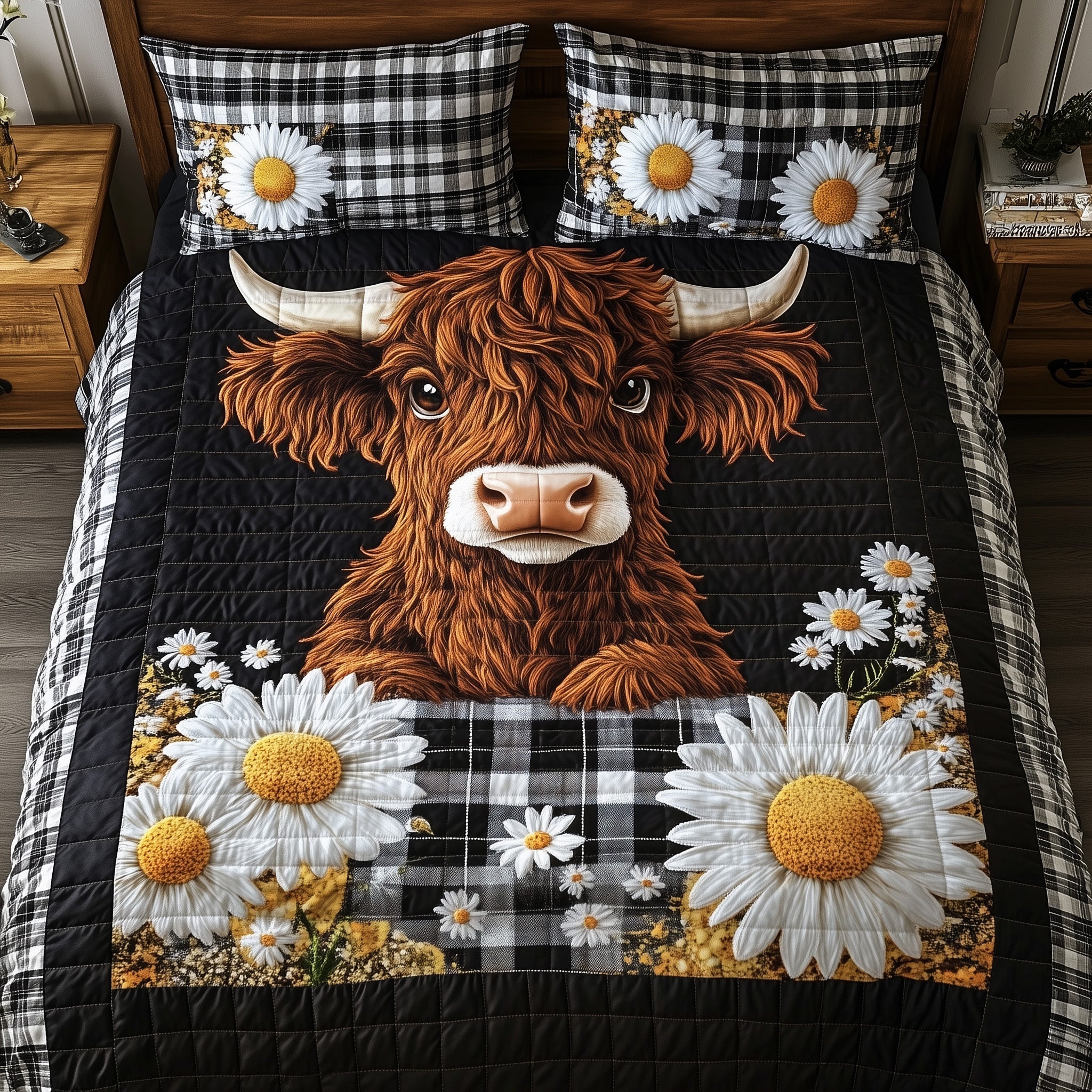 Highland Cow Quilted Bedding Set Comforter Sets Queen Cowboy Present Ideas