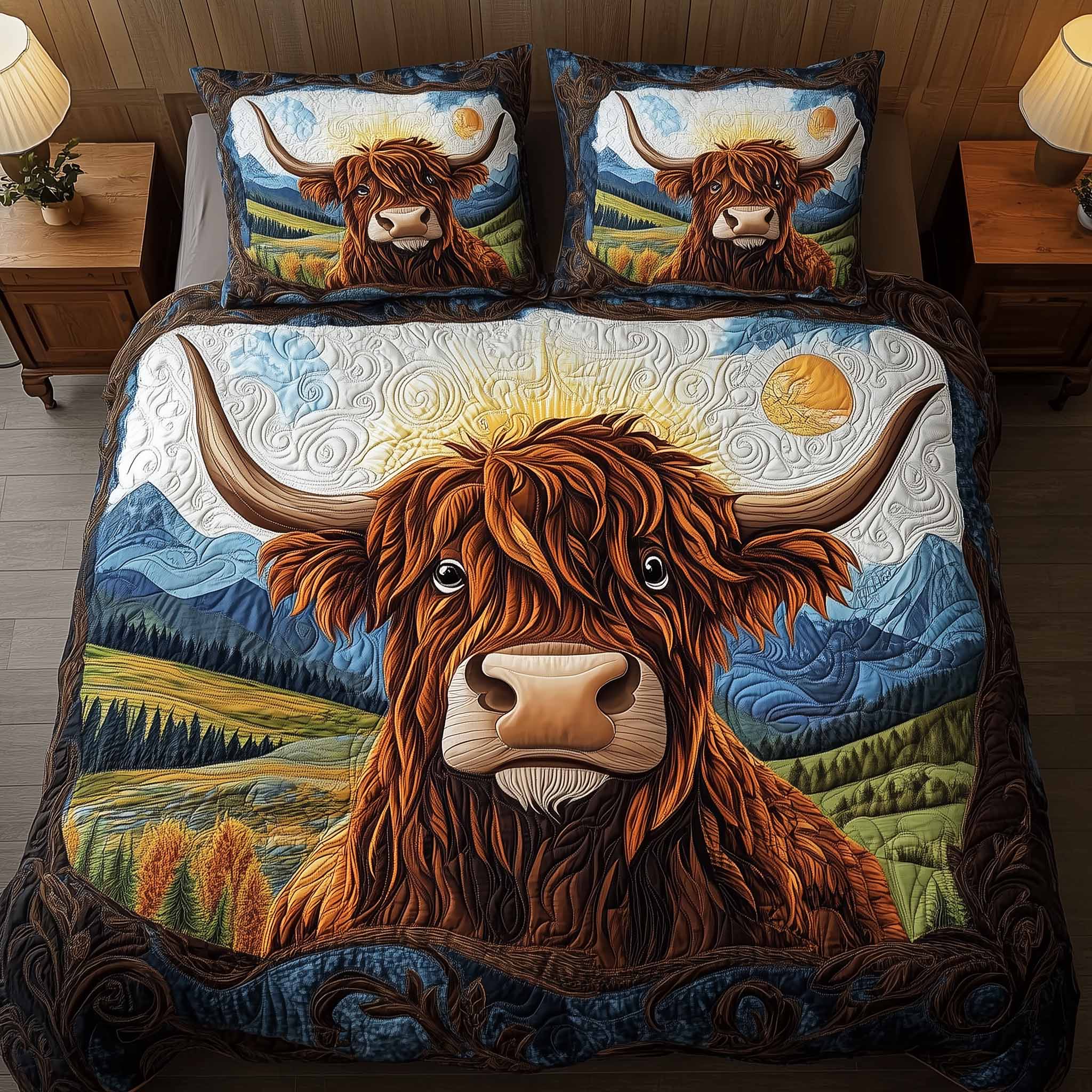 Highland Hearts Quilted Bedding Set Bedding Ideas Cow Related Gifts