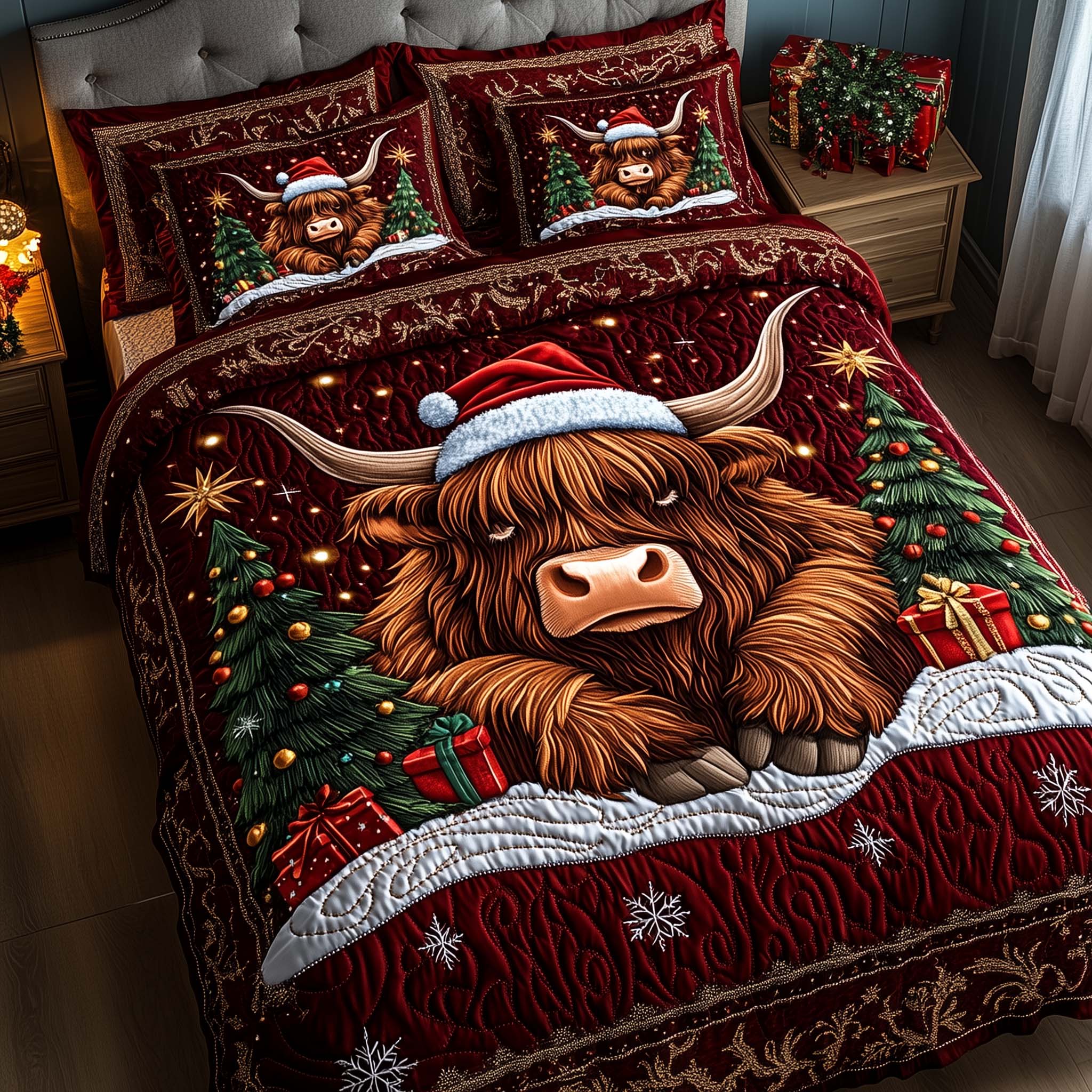 Holiday Farmstead Quilted Bedding Set Christmas Bedspreads Christmas Gifts For Mum