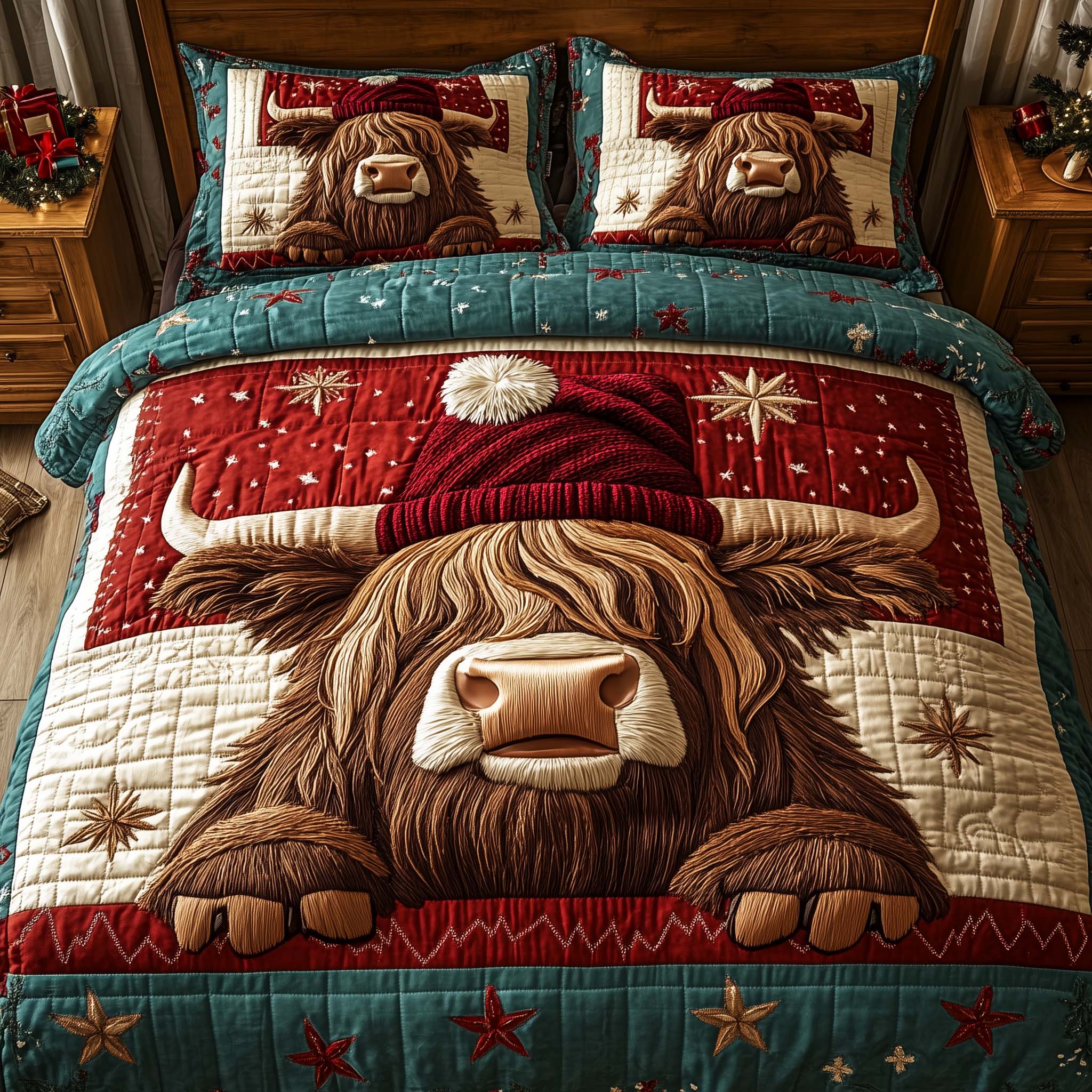 Holiday Farmstead Quilted Bedding Set Cozy Christmas Bedroom Ideas Christmas Gifts For Boyfriend