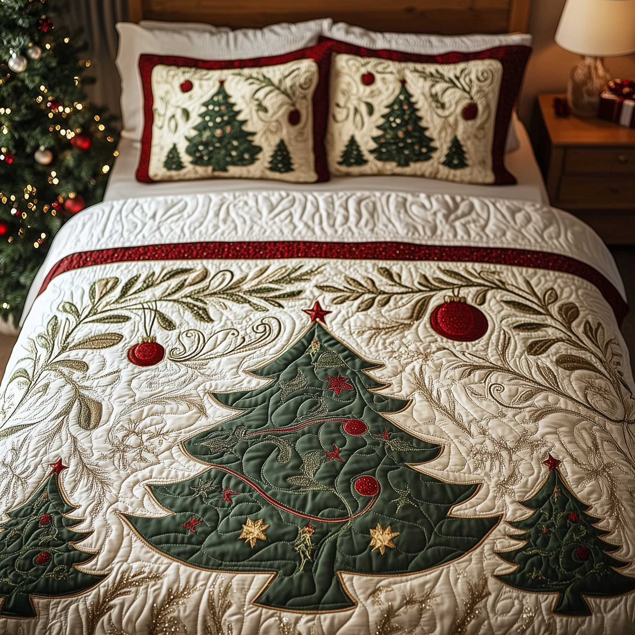 Holiday Forest Quilted Bedding Set Bed Christmas Decor Christmas Presents For Sister In Law