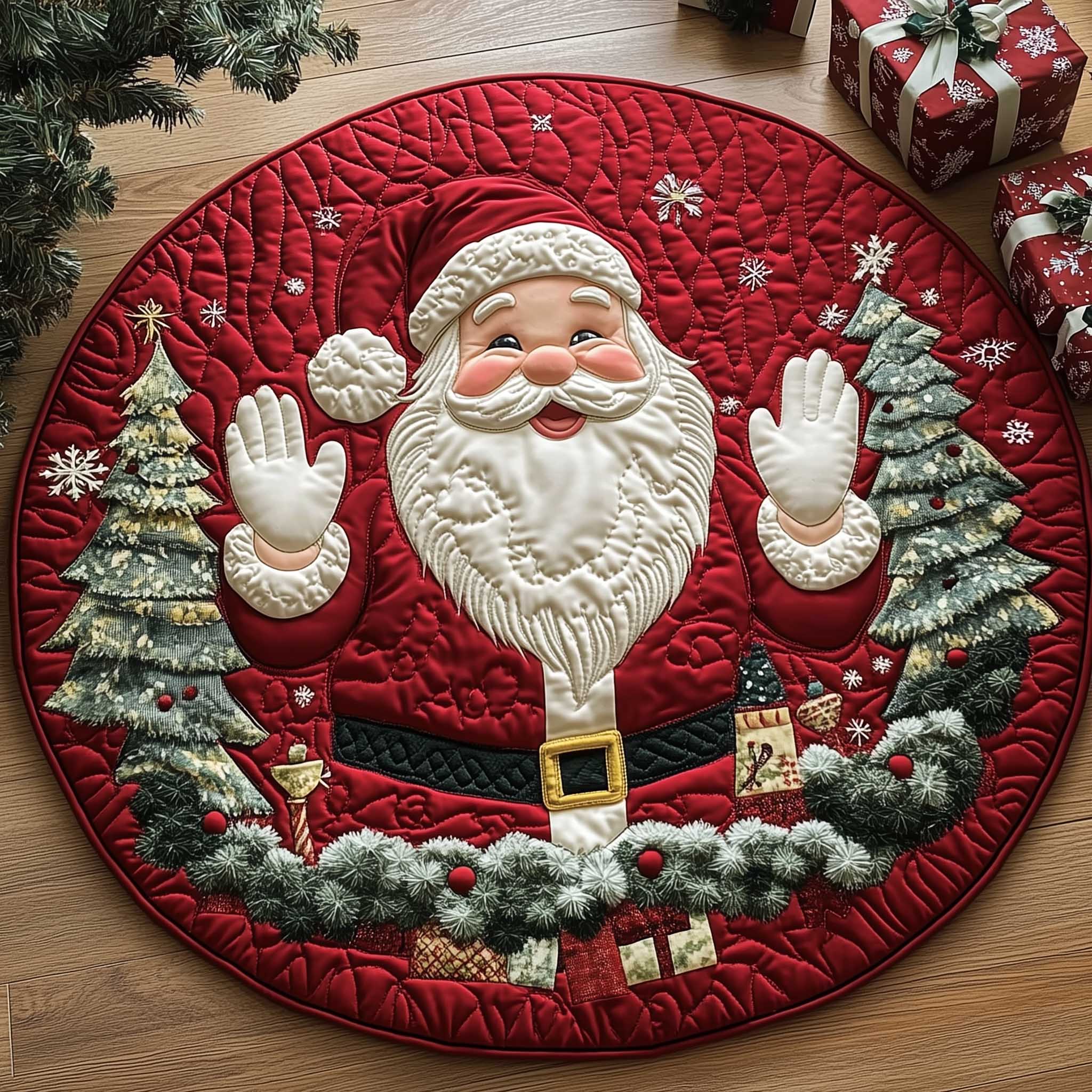Holiday Glow Quilted Round Mat Comfortable Quilted Round Mat for Relaxing Moments