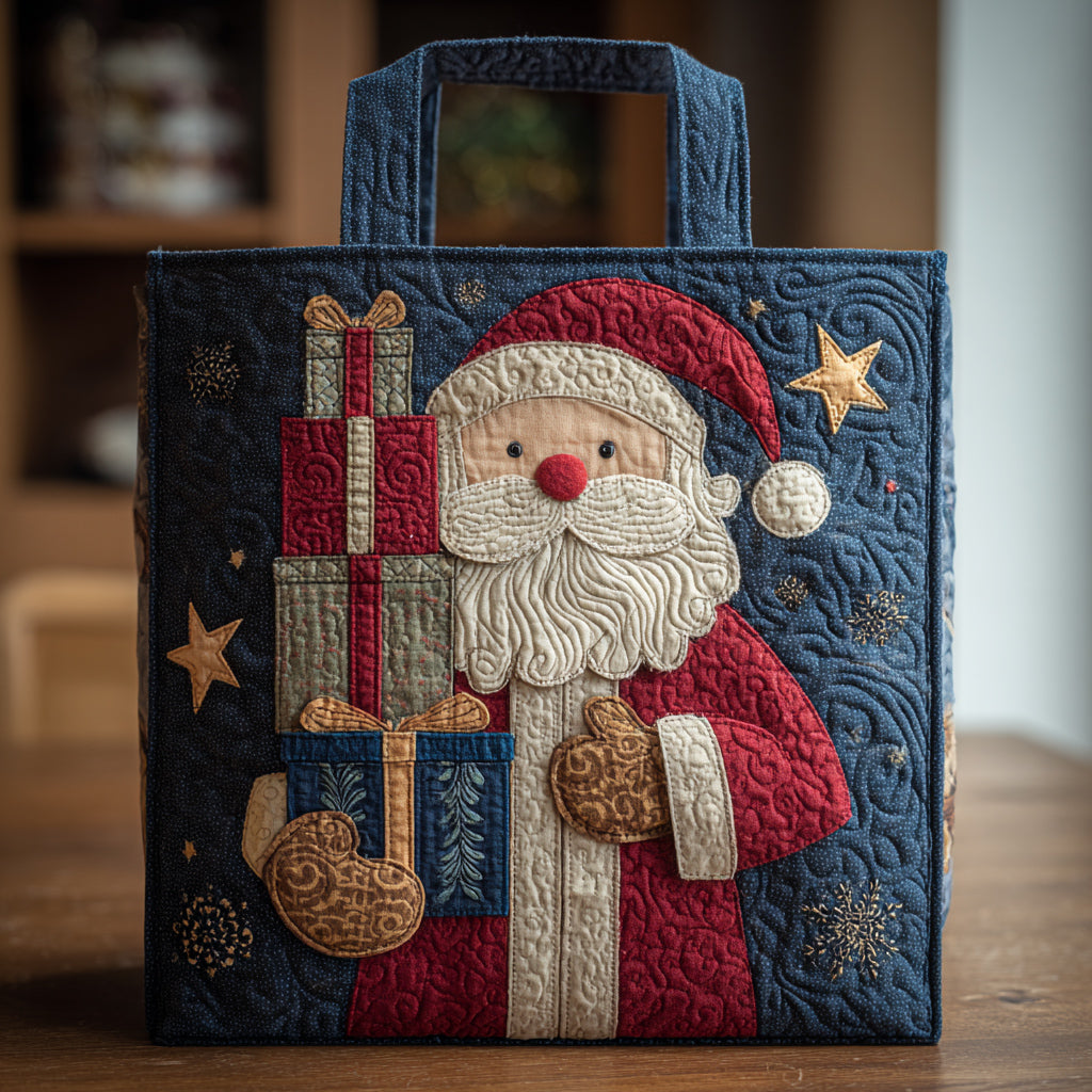 Holiday Santa Claus Quilted Tote Bag Best Handbags For Christmas Holiday Gifts For Employees