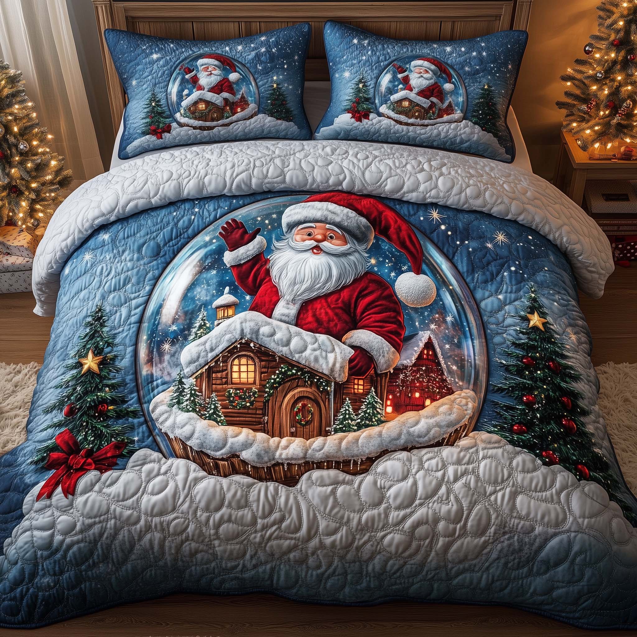 Holiday Santa Delight Quilted Bedding Set Cute Christmas Bedrooms Gnome Christmas Gifts