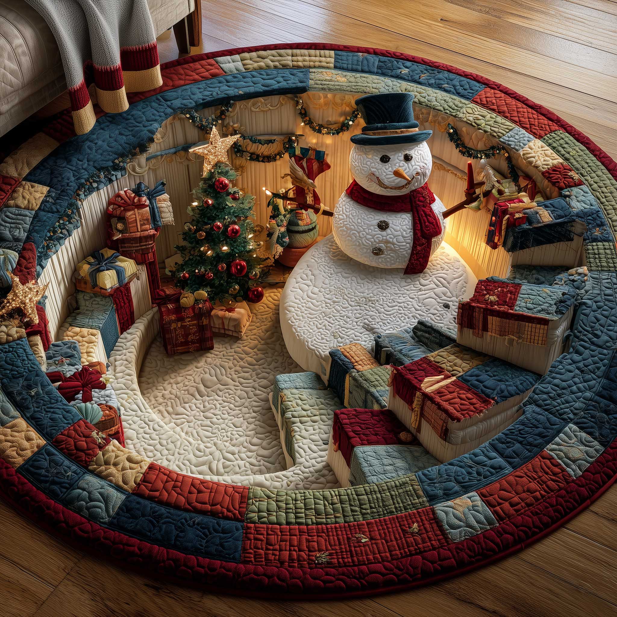Holiday Workshop Quilted Round Mat Perfect Home Accessory Quilted Round Mat