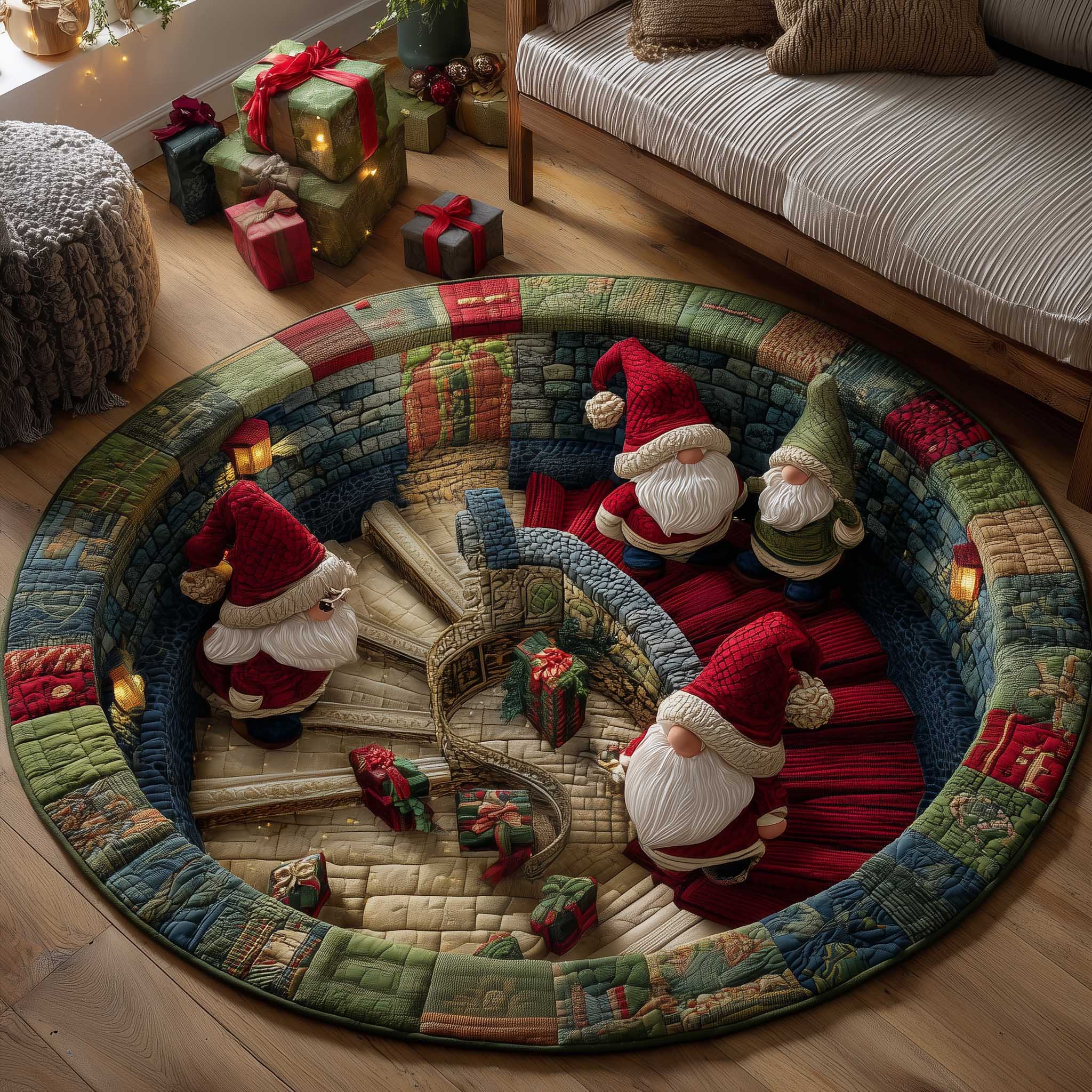 Holiday Workshop Quilted Round Mat Perfect Home Accessory Quilted Round Mat