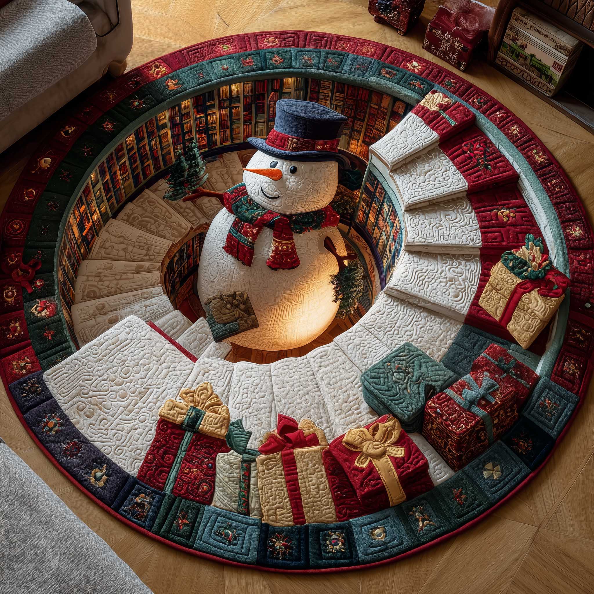 Holiday Workshop Quilted Round Mat Unique Quilted Round Mat for Modern Interiors