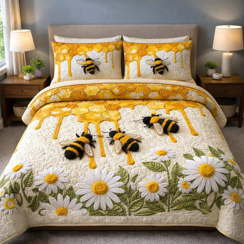 Honey Buzz Quilted Bedding Set Cool Bedroom Ideas Bee Themed Gifts For Her