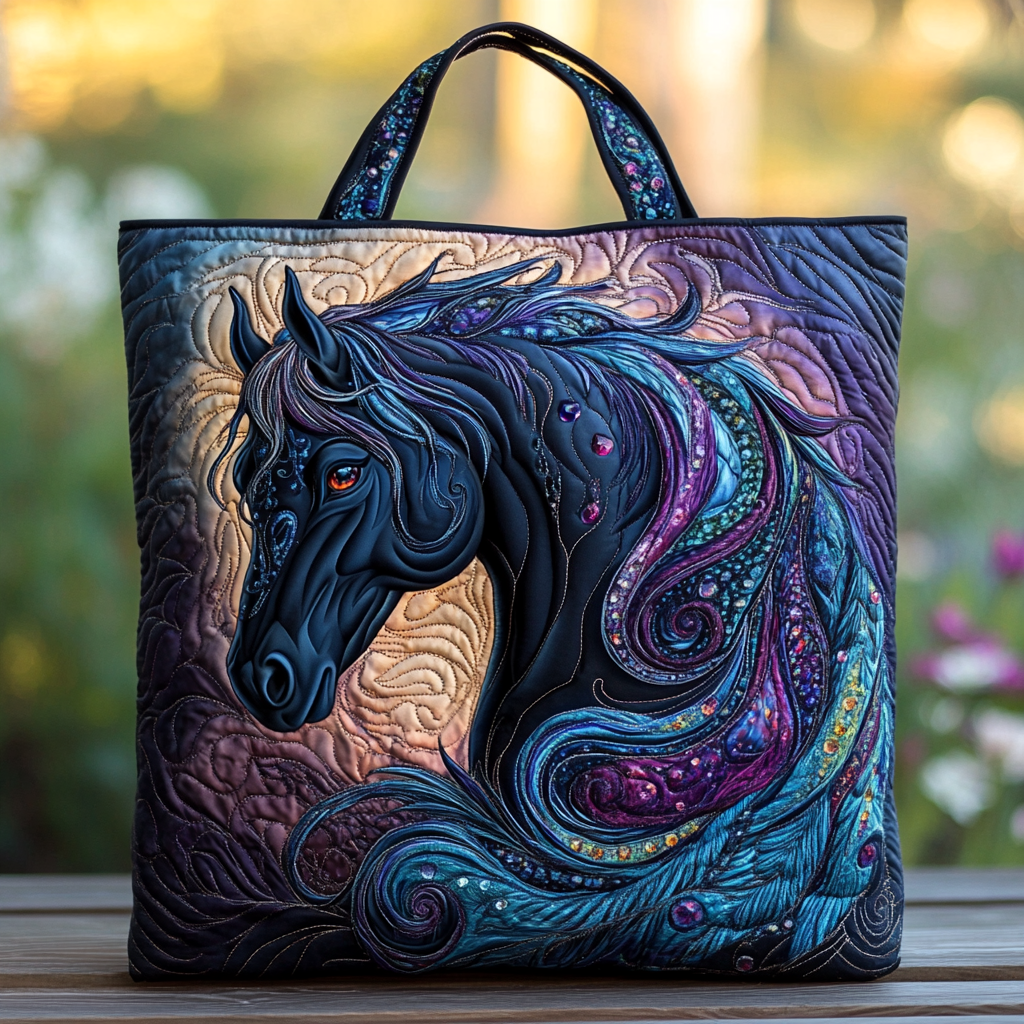 Horse Gallop Quilted Tote Bag Shoulder Bag Christmas Gifts For Horse Lovers