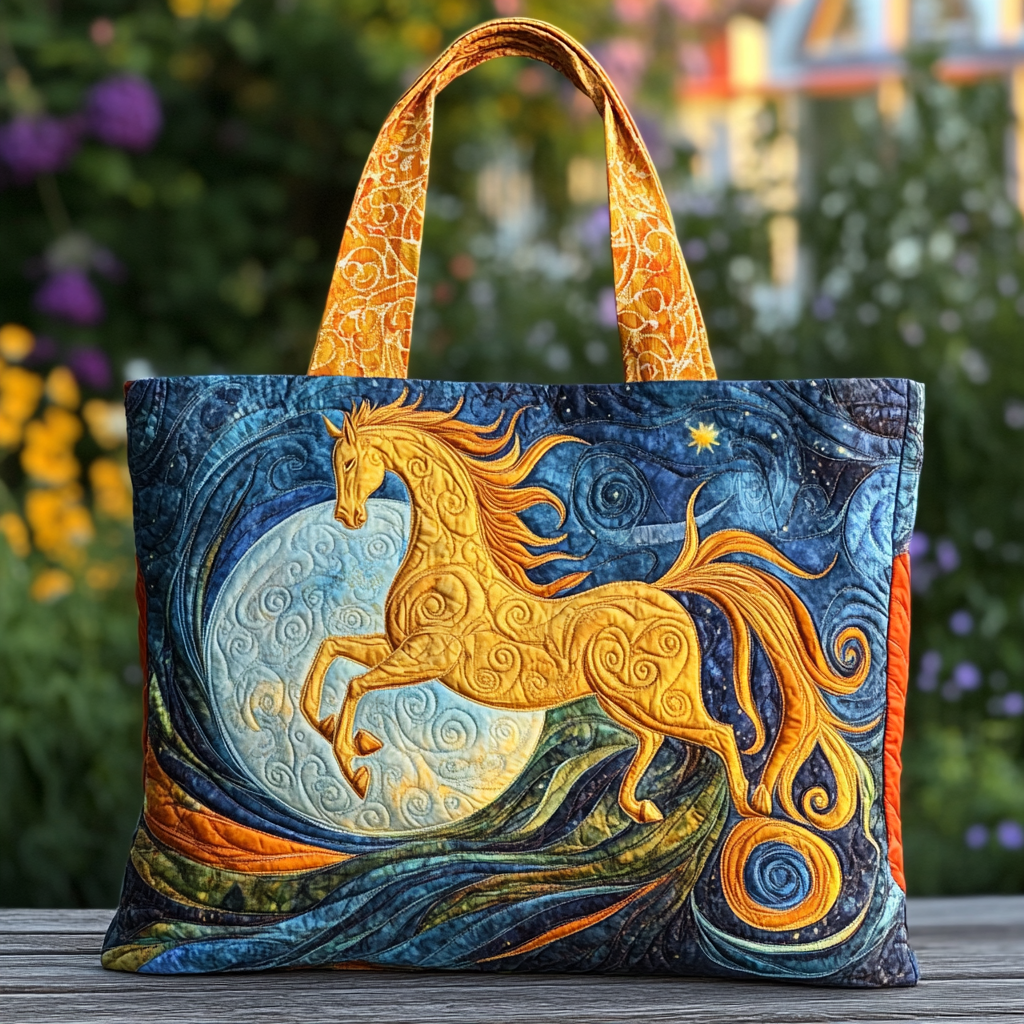 Horse Magic Quilted Tote Bag Vintage Shoulder Bag Horse Themed Christmas Gifts