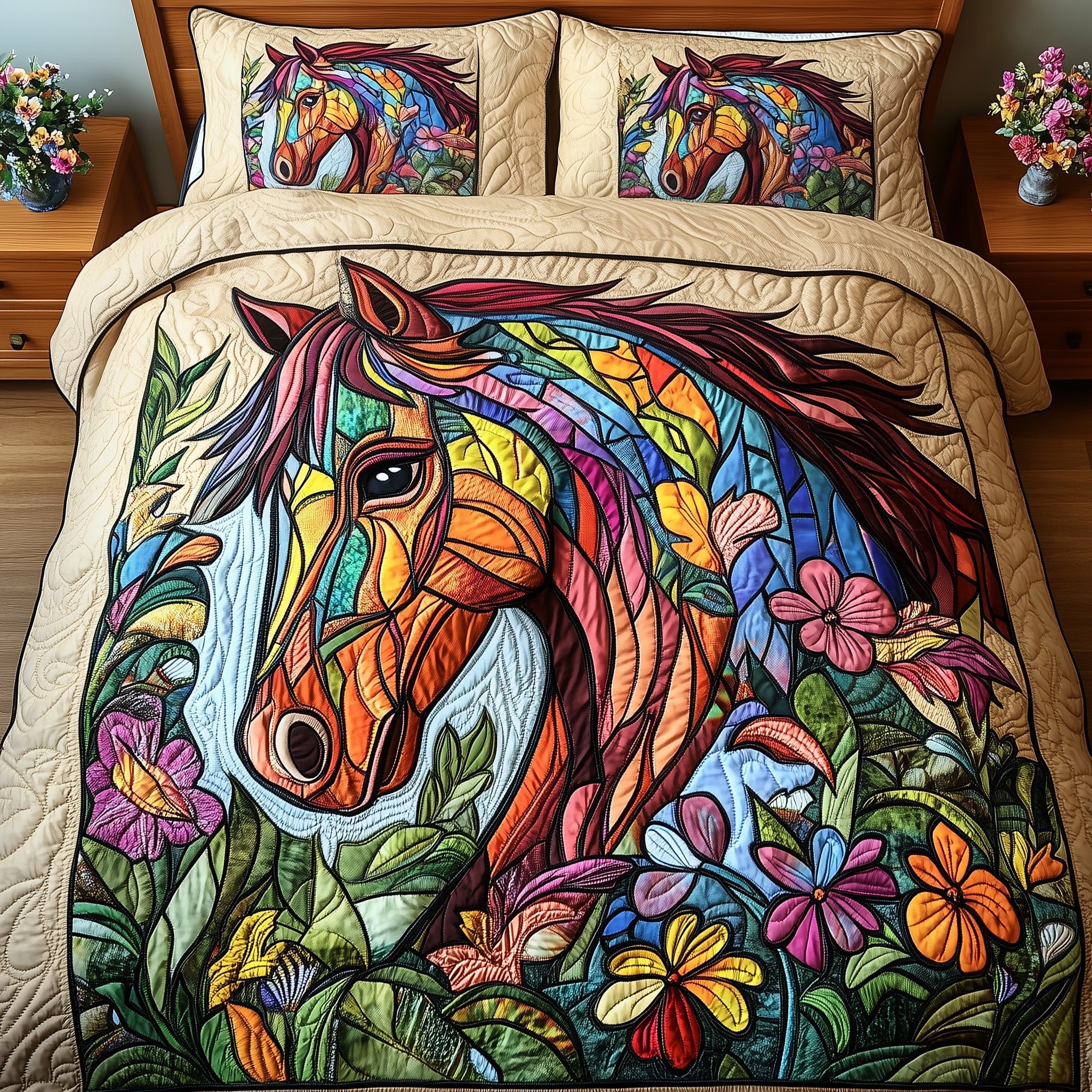 Horse Quilted Bedding Set Good Bed Sets Gifts For Horse Lovers Woman