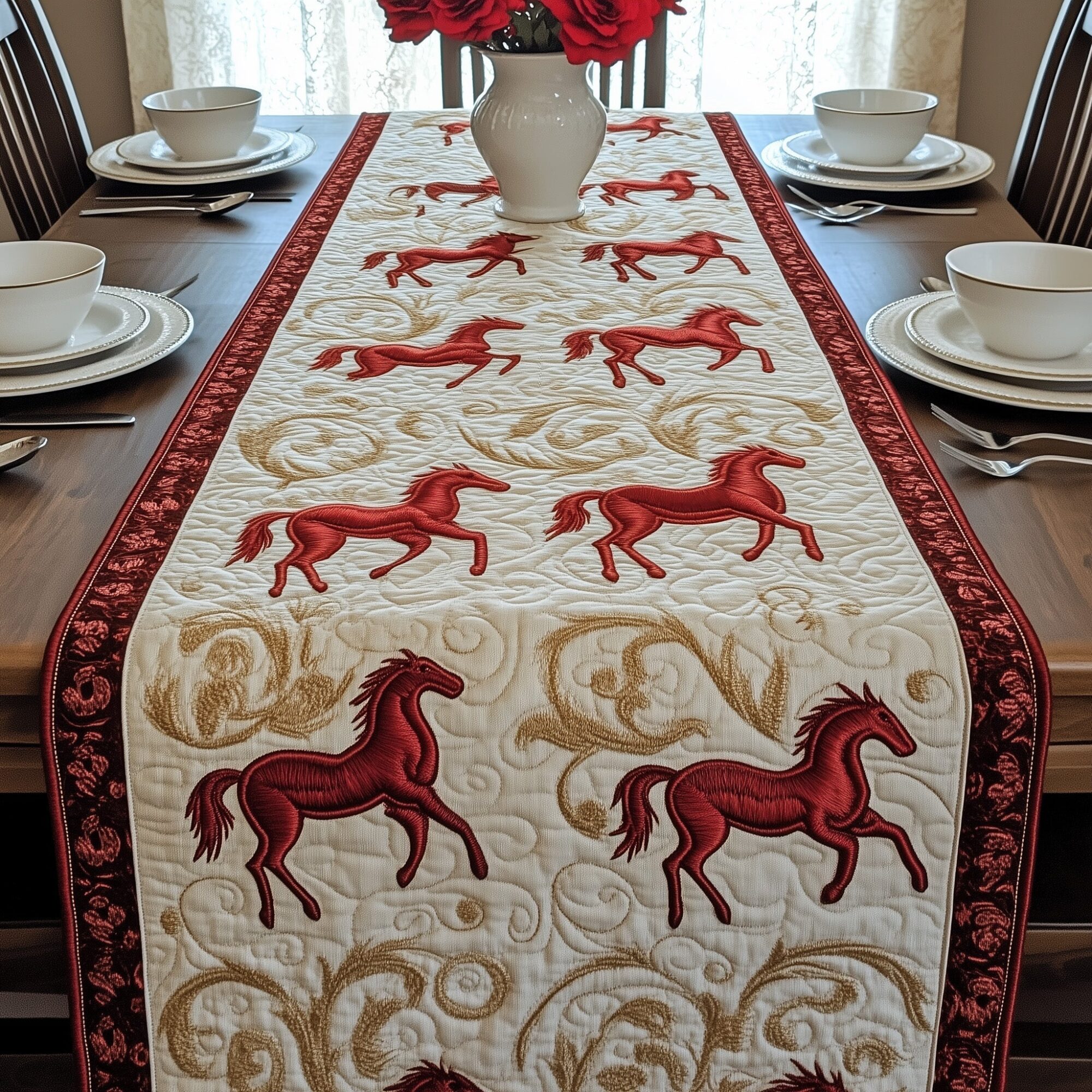 Horse Quilted Table Runner Formal Dining Table Runners Best Gifts Horse Lovers