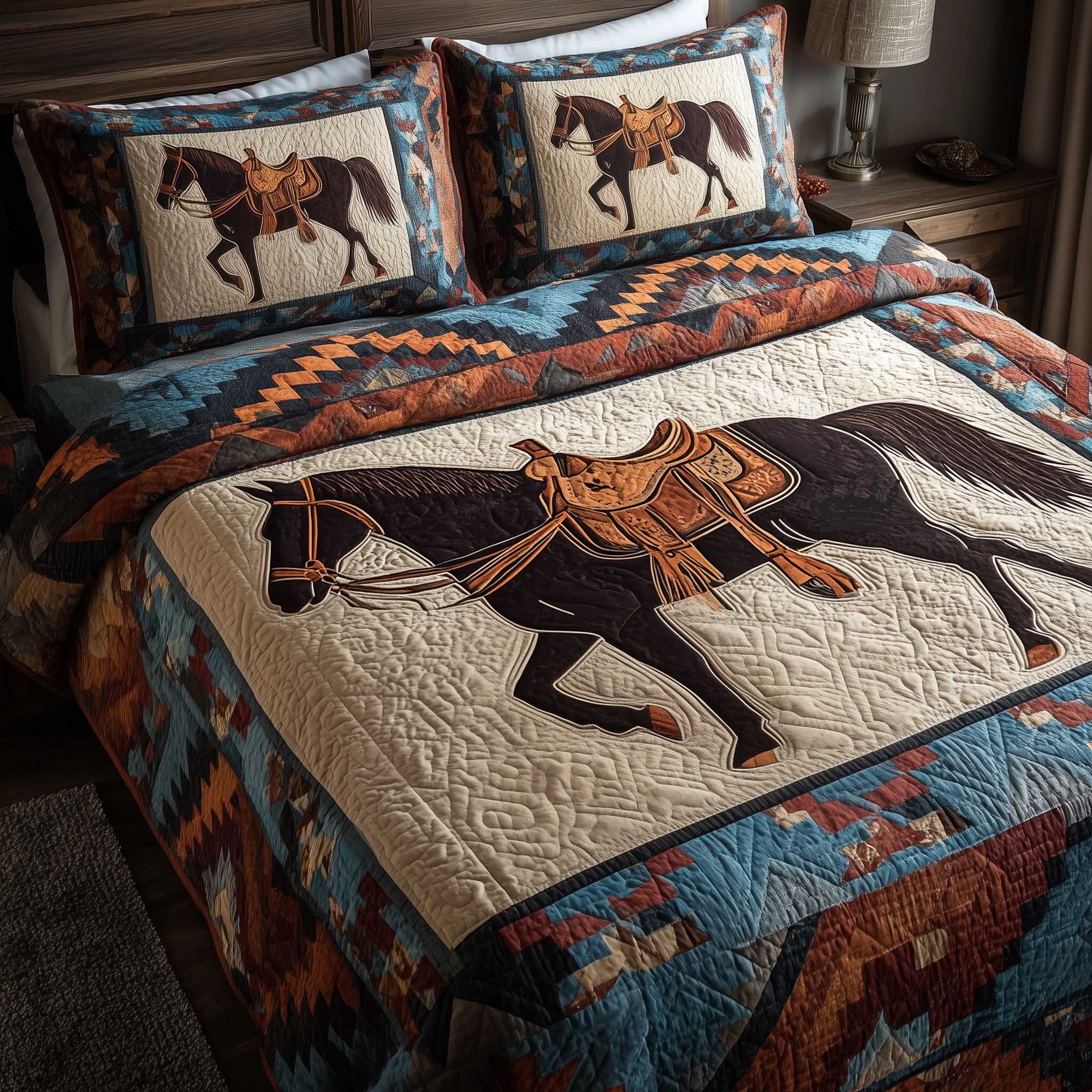 Horse Spirit Quilted Bedding Set Bedspreads Unique Native American Gifts For Women