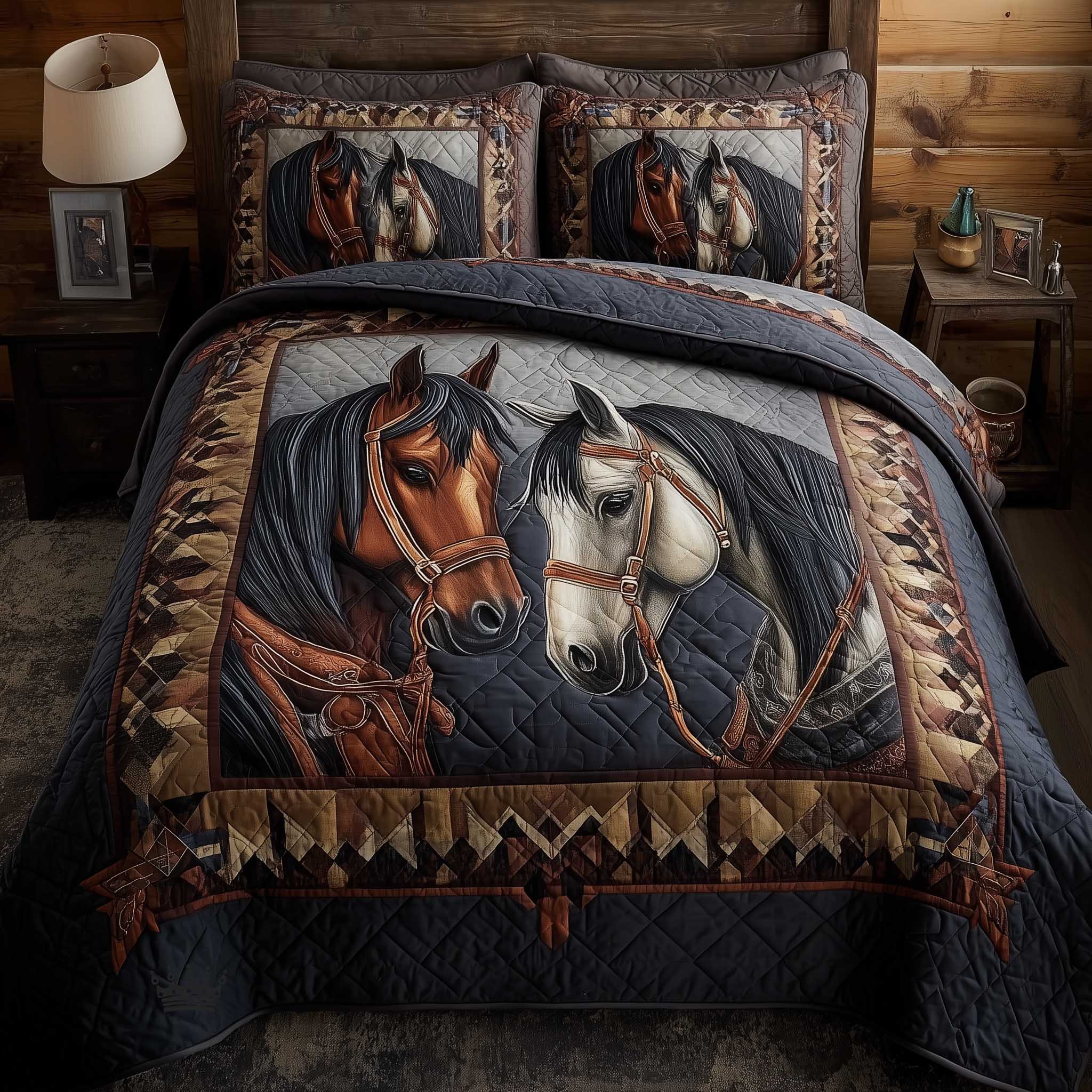 Horse Spirit Quilted Bedding Set Best Bedding Sets Best Gifts Horse Lovers