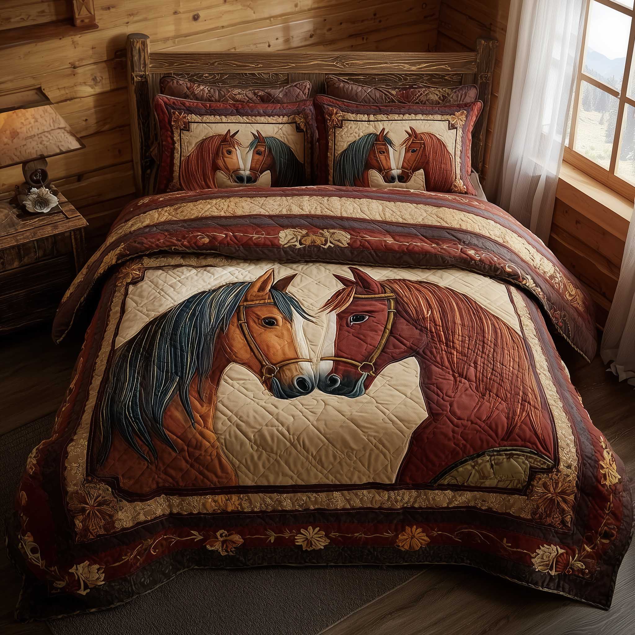 Horse Spirit Quilted Bedding Set Best King Bed Sheets Gifts For The Horse Lover Woman