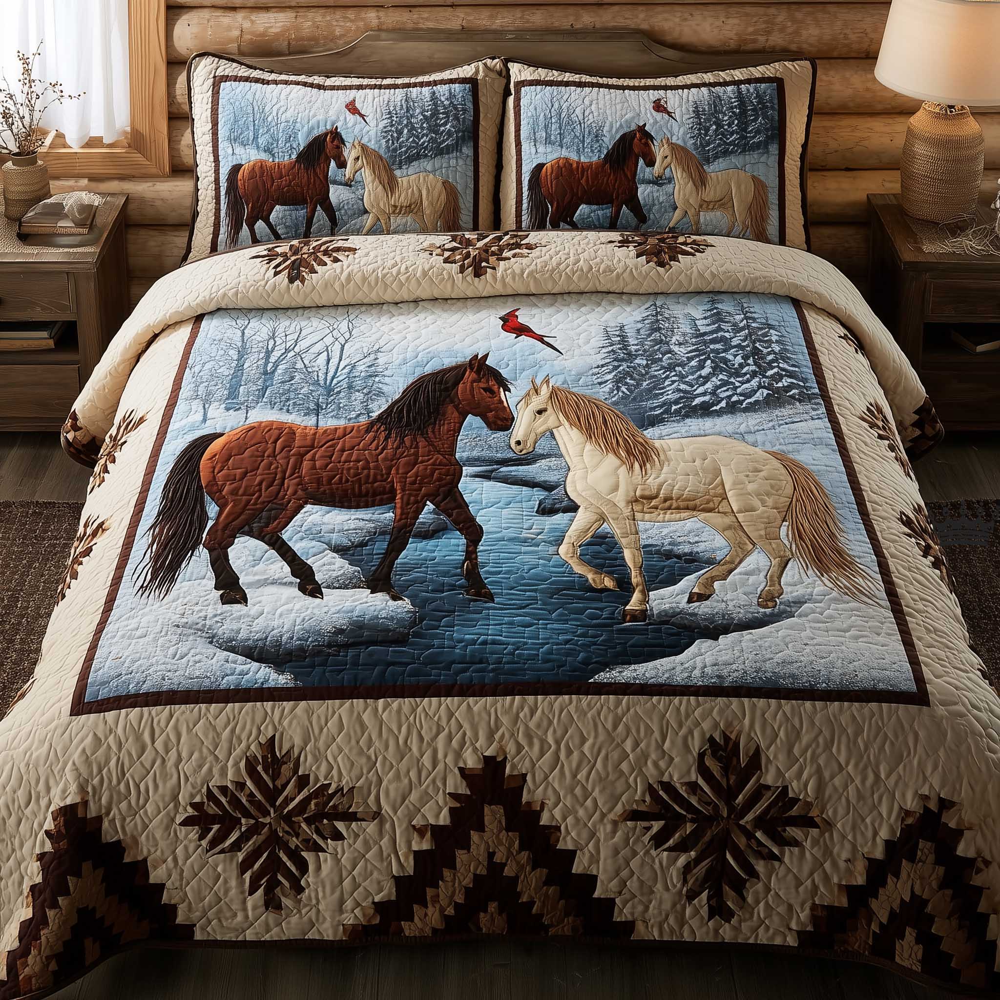 Horse Spirit Quilted Bedding Set Best King Size Sheets Native American Pride Gifts