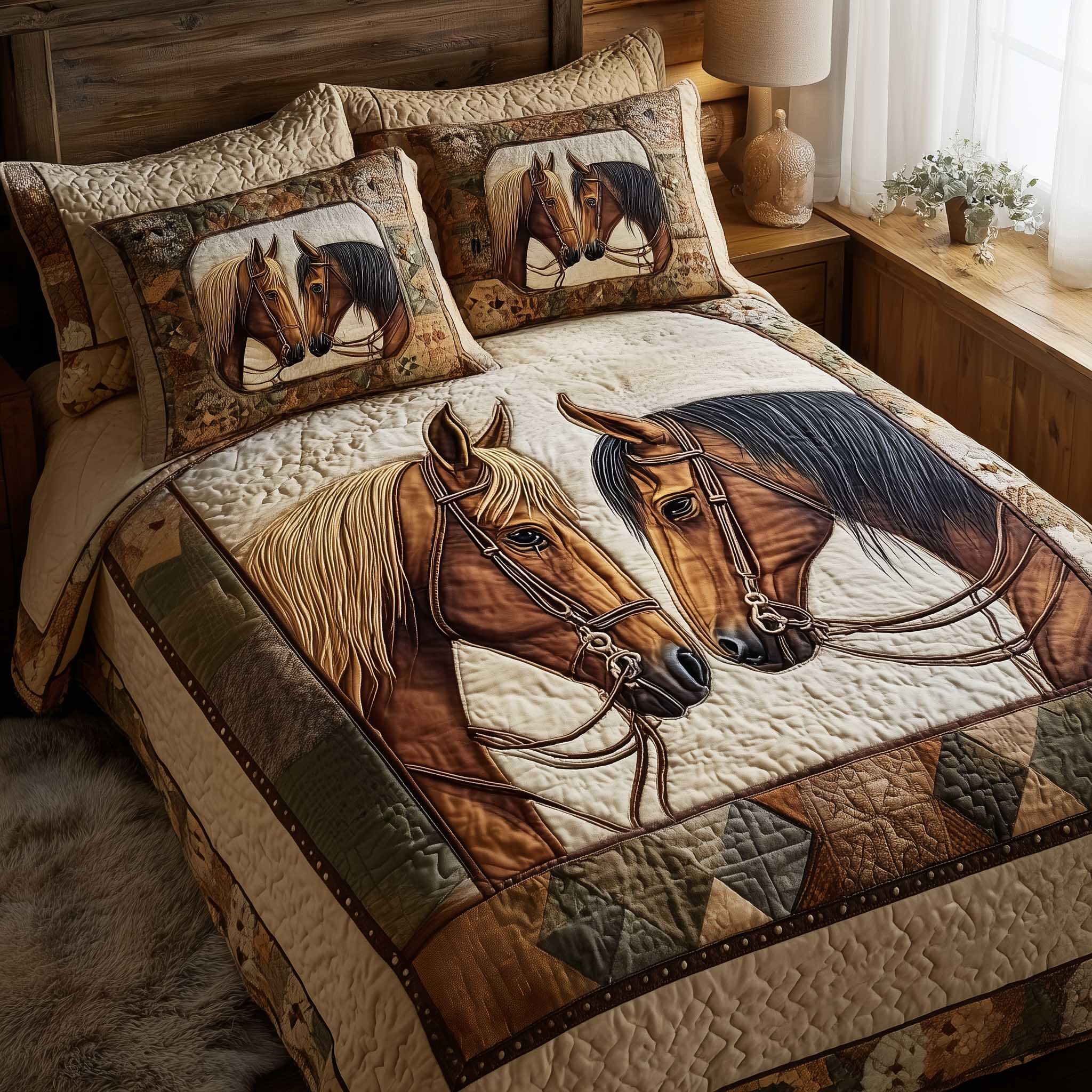 Horse Spirit Quilted Bedding Set Best Sheet Sets Best Gifts For Horse Riders