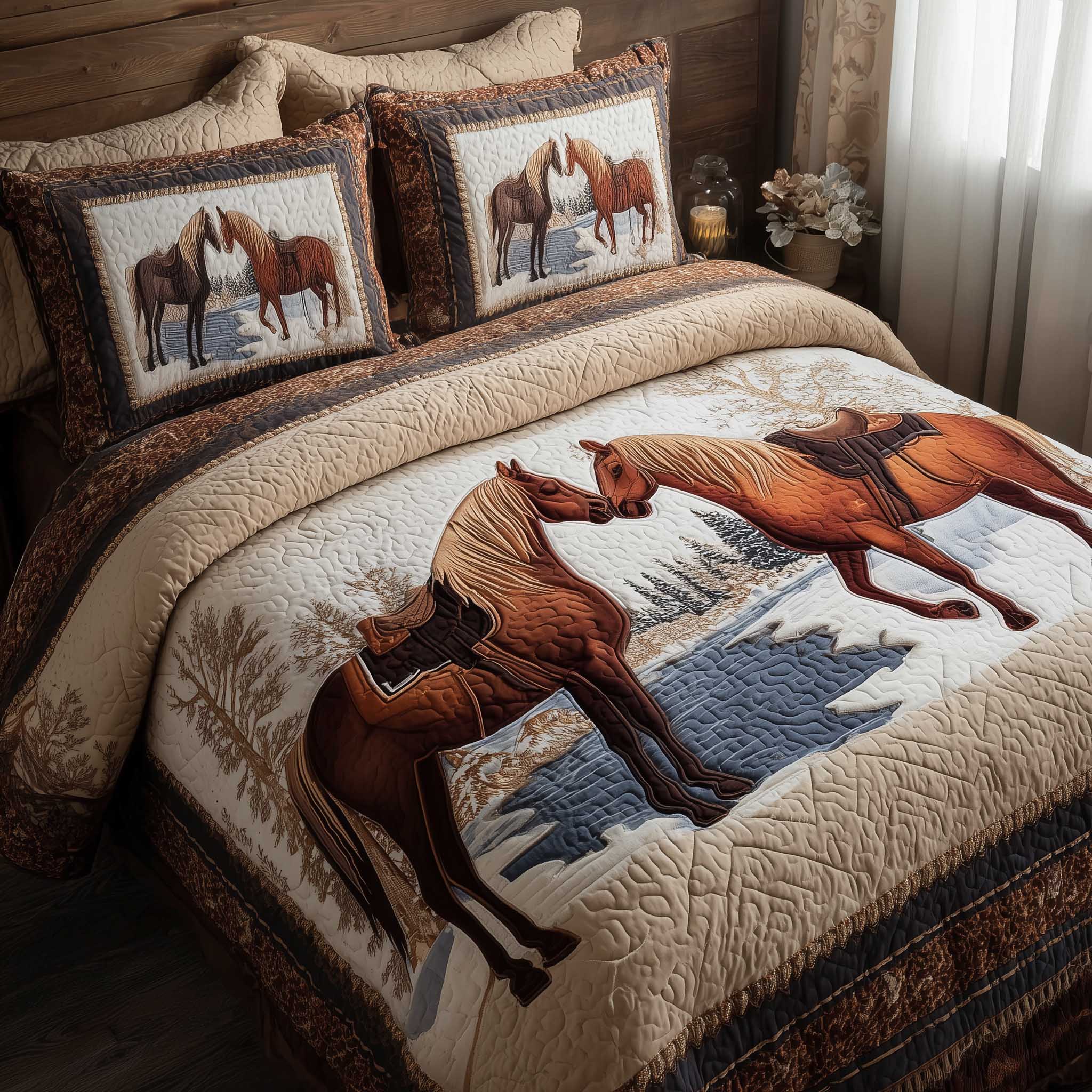 Horse Spirit Quilted Bedding Set Best Sheet Sets Native American Mom Gifts
