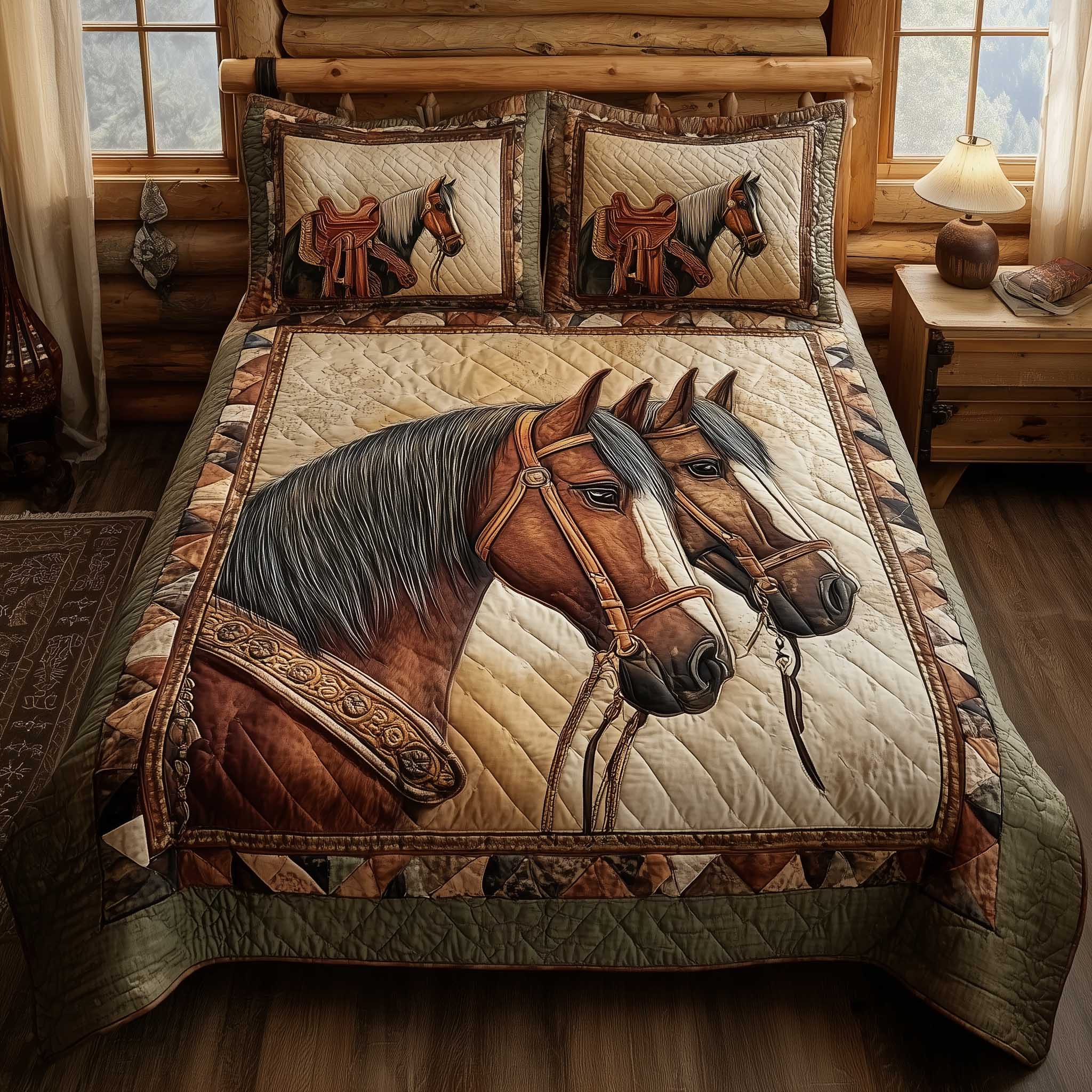 Horse Spirit Quilted Bedding Set Unique Bed Sheets Best Presents For Horse Lovers