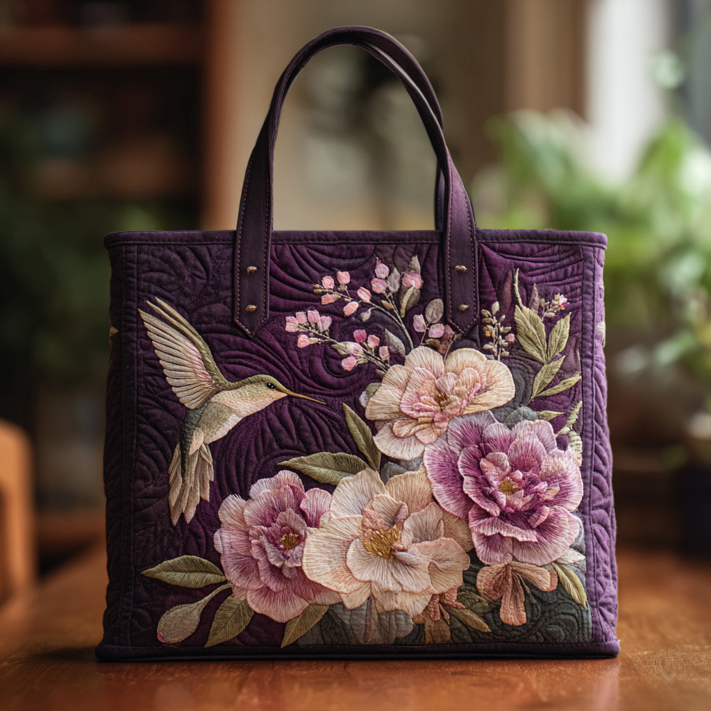 Hummingbird Bloom Quilted Tote Bag Best Mom Tote Bag Hummingbird Gifts For Mom