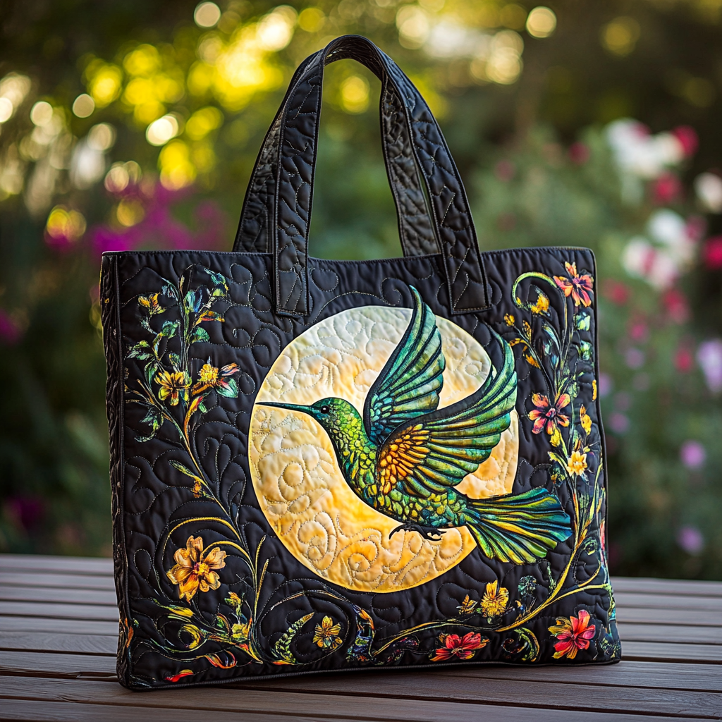 Hummingbird Bloom Quilted Tote Bag Best Tote Bags For Women Beautiful Hummingbird Gifts