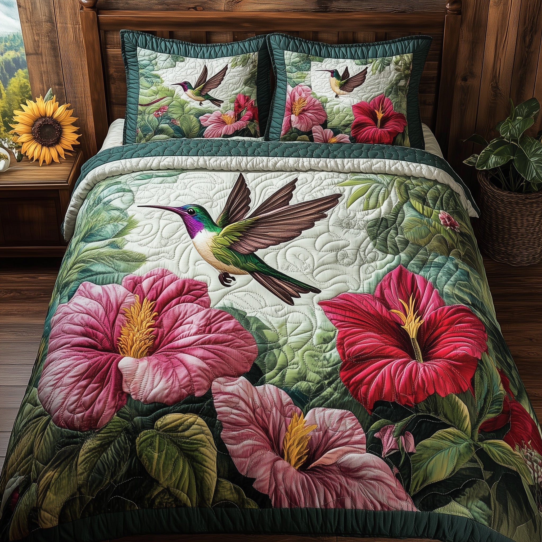 Hummingbird Blossom Realm Quilted Bedding Set Best Sheets Ever Hummingbird Gifts For Her