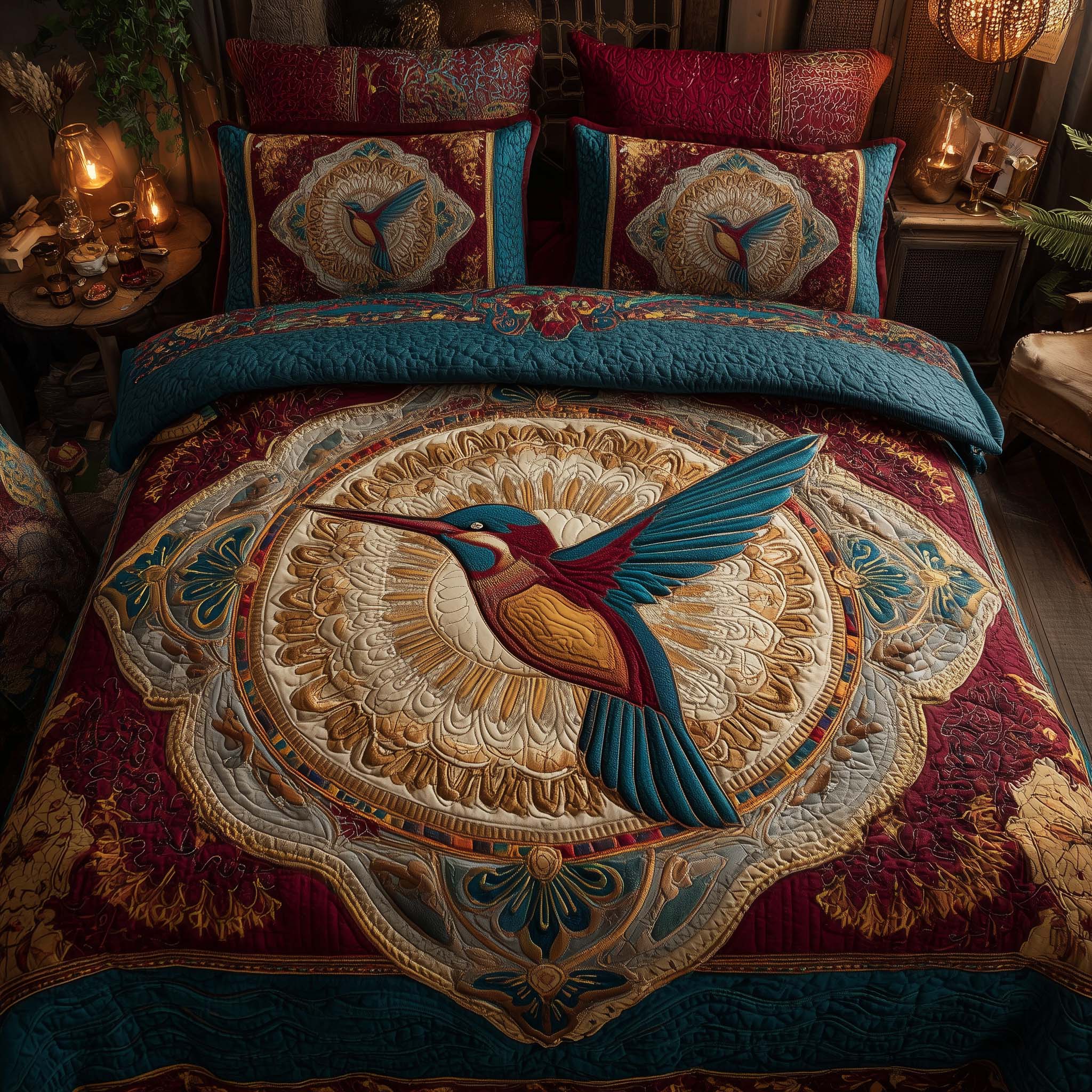 Hummingbird Heaven Quilted Bedding Set Best Queen Sheets Mardi Gras Themed Gifts