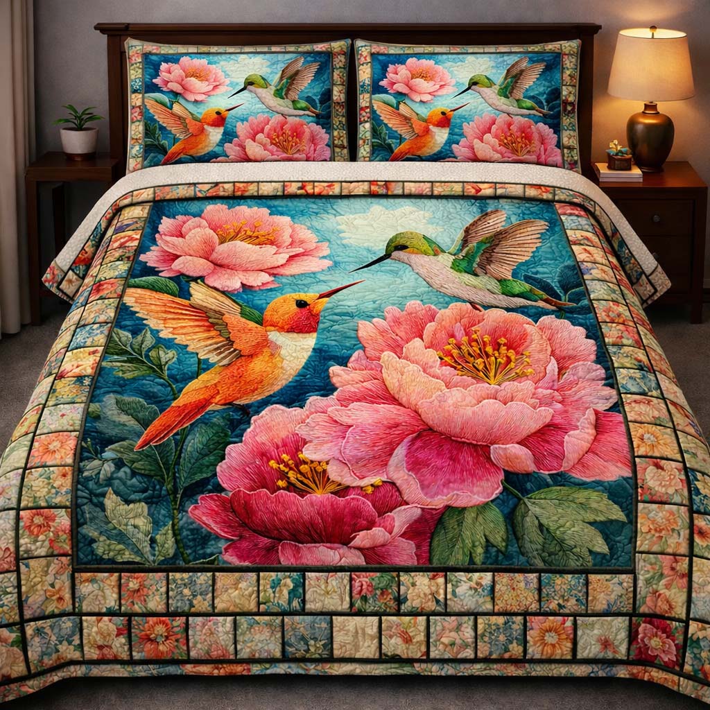 Hummingbird Heaven Quilted Bedding Set Over The Bed Decor Hummingbird Stuff To Buy