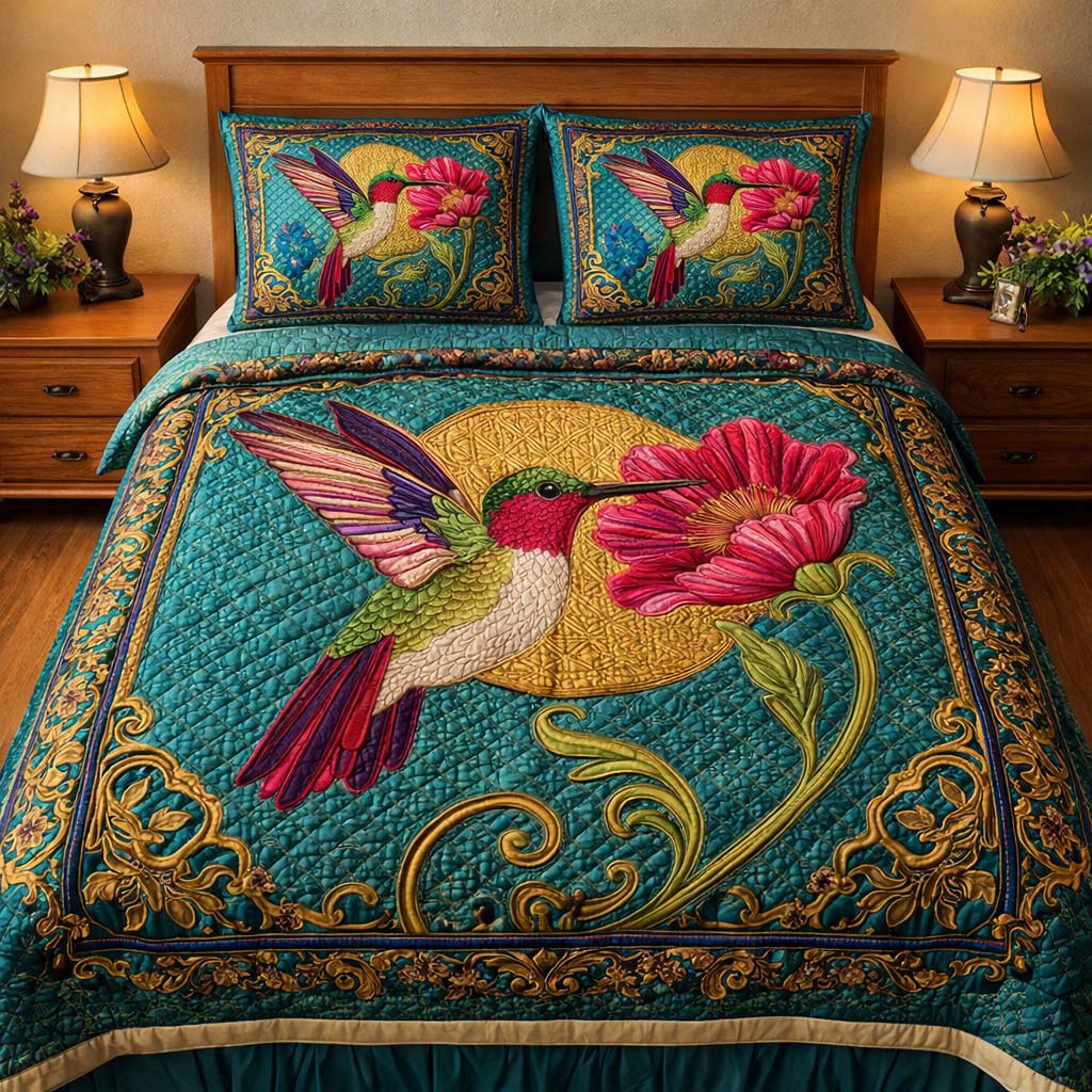 Hummingbird Heaven Quilted Bedding Set Unusual Bed Sheets Best Hummingbird Themed Gifts