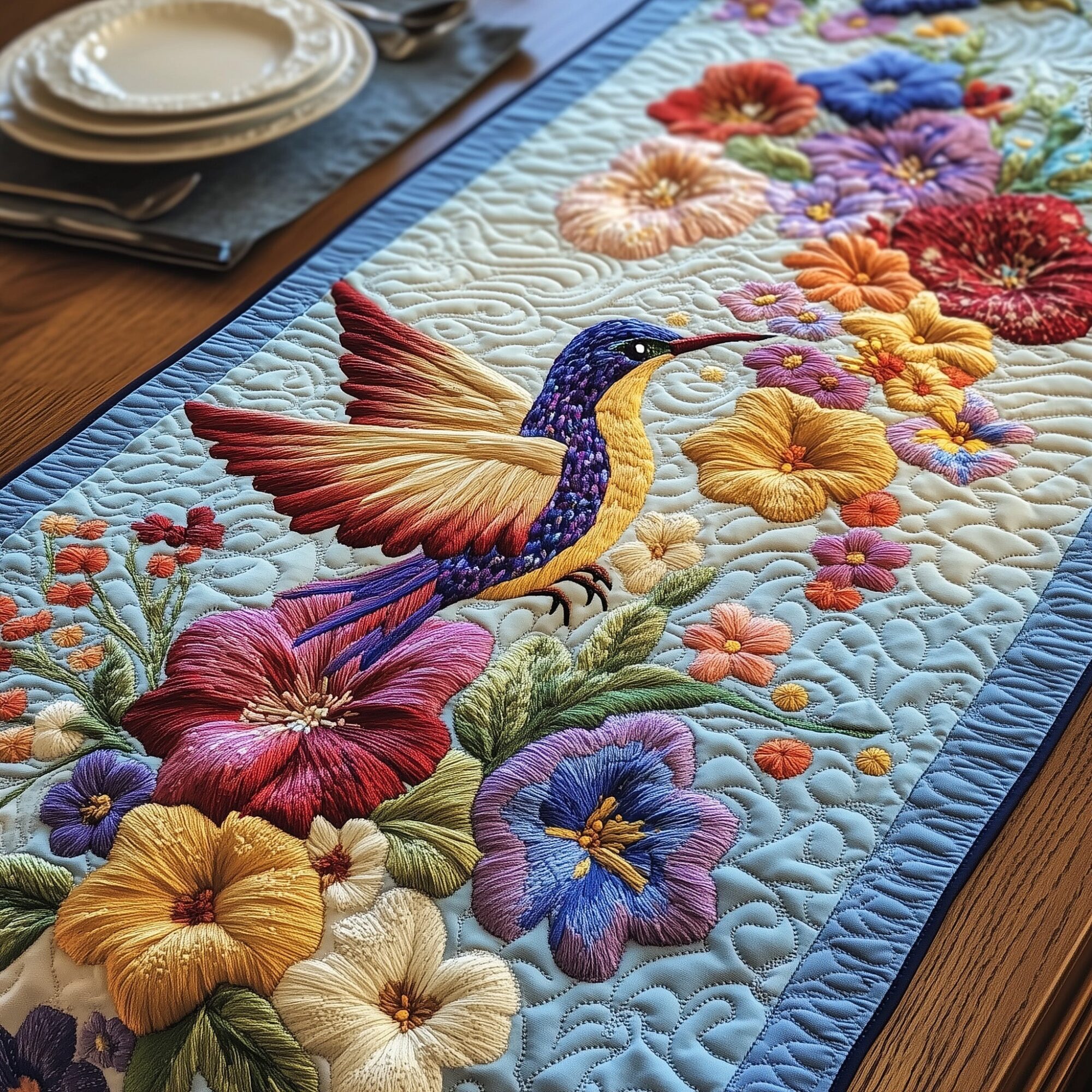 Hummingbird Heaven Quilted Table Runner Dining Table Decor Ideas Cool Hummingbird Gifts