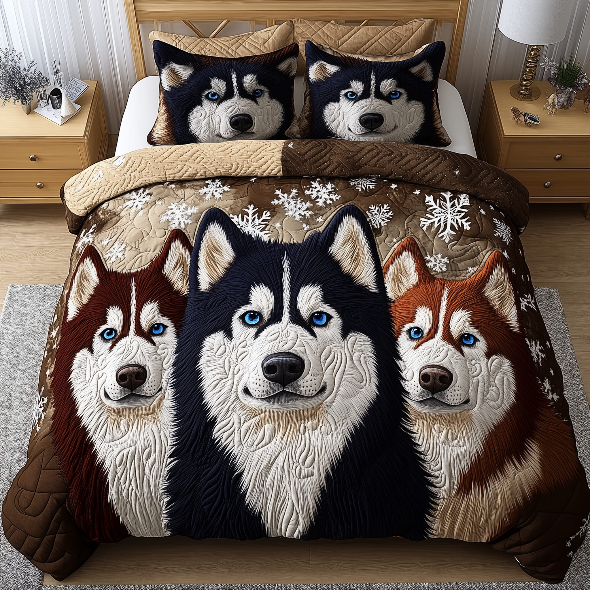 Husky Guardian Quilted Bedding Set Best Sheet Sets Awesome Dog Lover Gifts