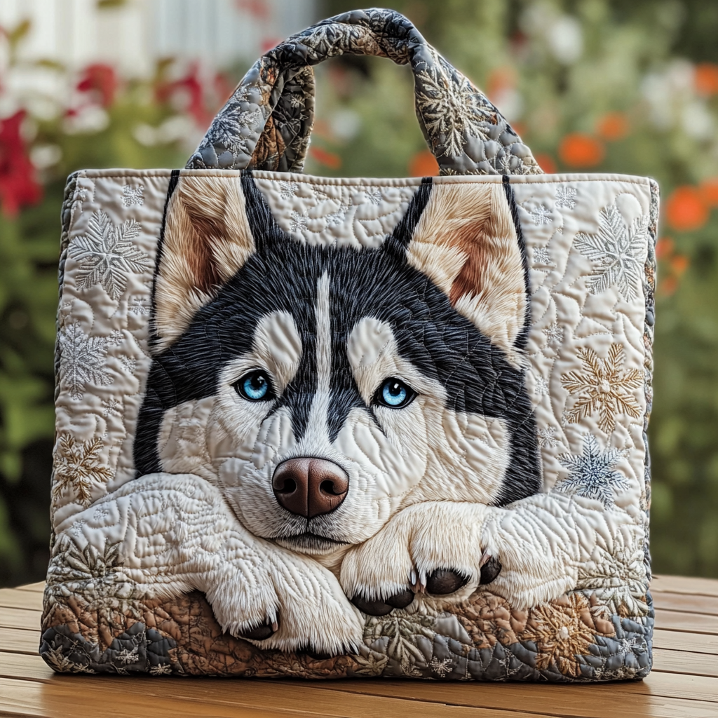 Husky Whisper Quilted Tote Bag Shoulder Bag Best Gifts For Husky Owners
