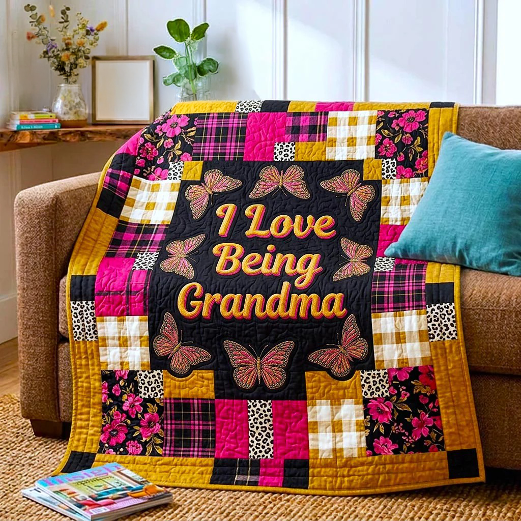 I Love Being Grandma Quilted Blanket House Decor Ideas Mothers Day Gifts For Grandma