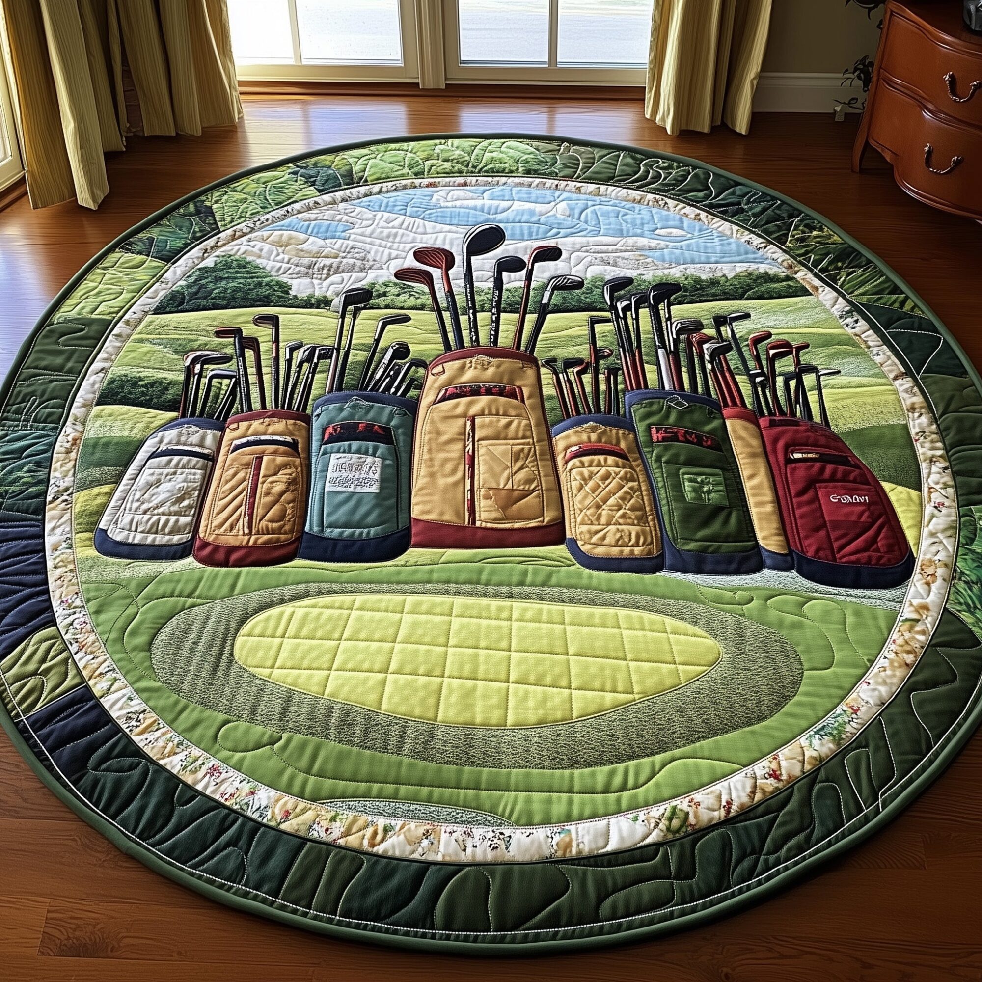In The Golf Bag Quilted Round Mat Comfortable Quilted Round Mat for Relaxing Moments