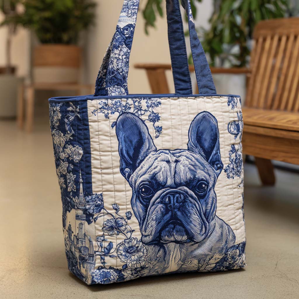 Indigo Bulldog Bold Quilted Tote Bag Best Shoulder Bags Great Dog Christmas Gifts
