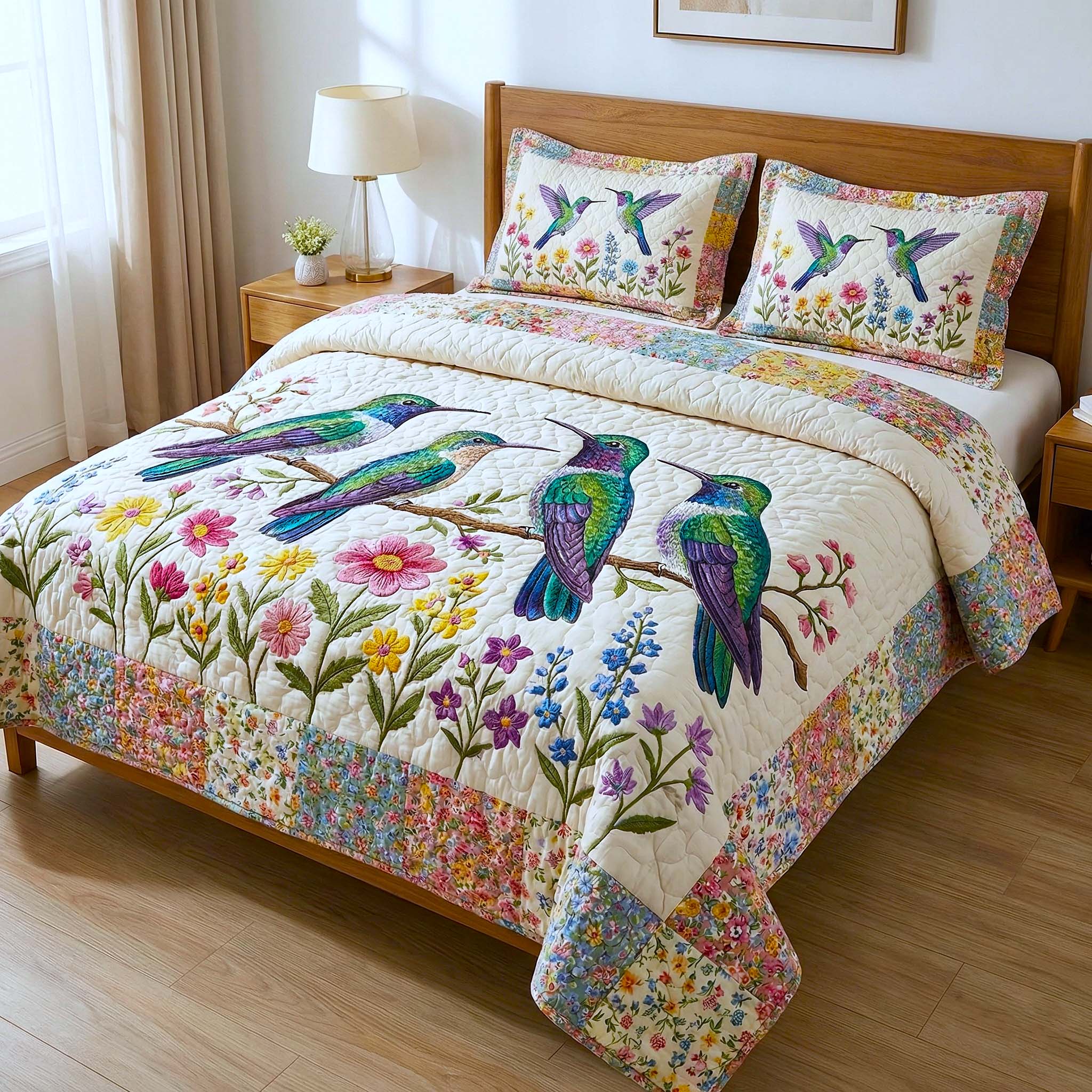 Iridescent Drift Quilted Bedding Set Best Sheet Sets Great Hummingbird Lover Gifts