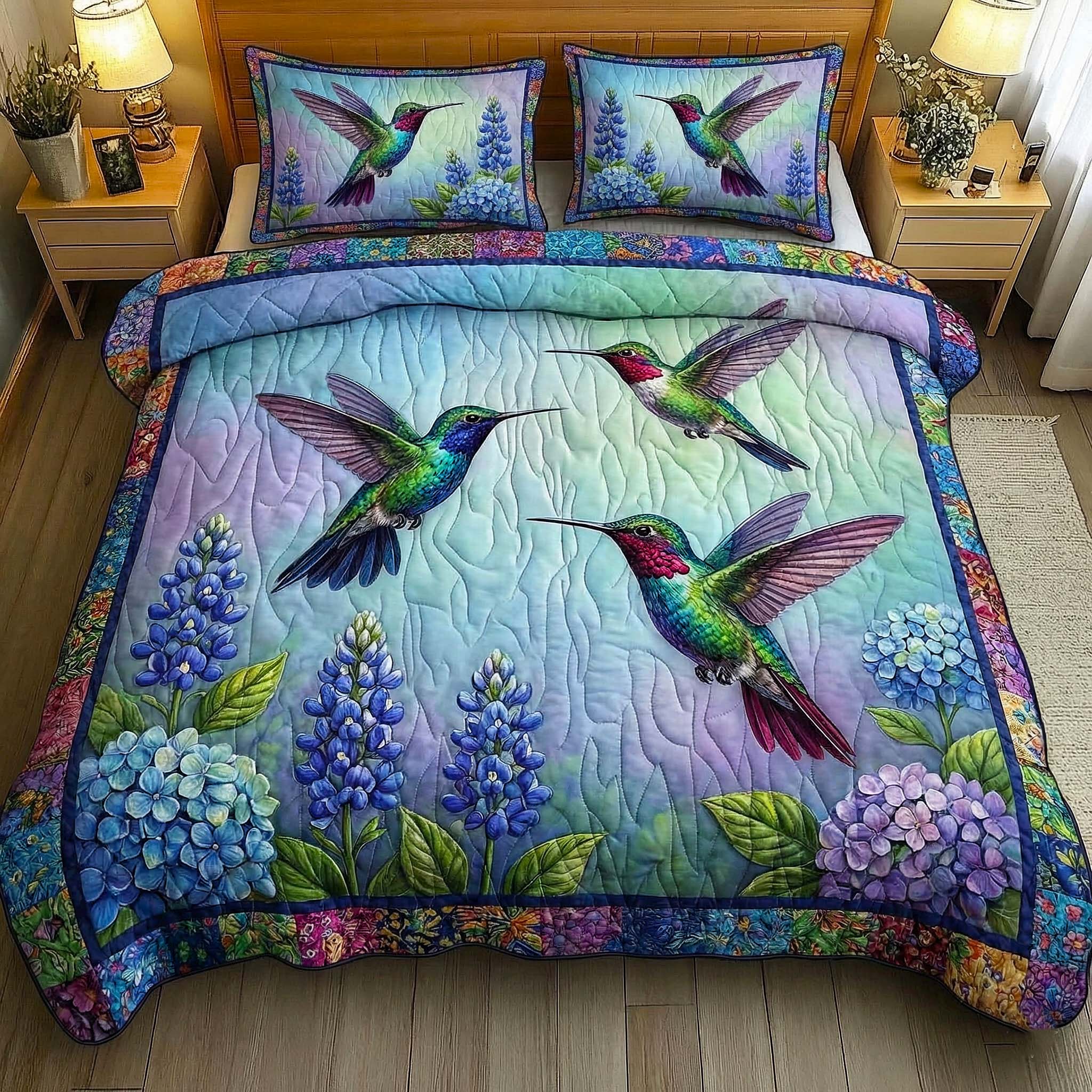 Iridescent Drift Quilted Bedding Set Good Bed Sets Hummingbird Themed Birthday Presents