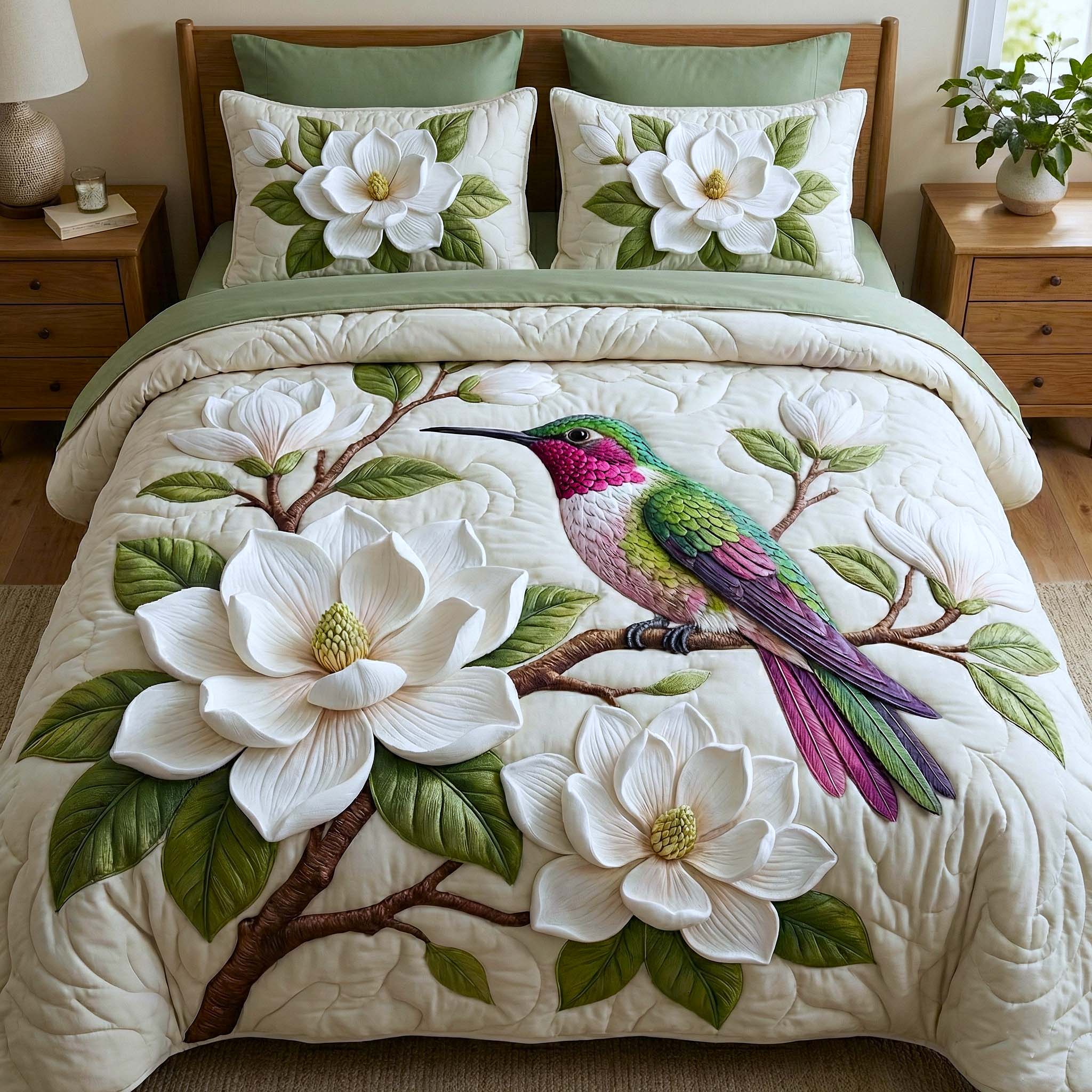 Iridescent Drift Quilted Bedding Set Good Bed Sets Unique Gifts For Hummingbird Lovers