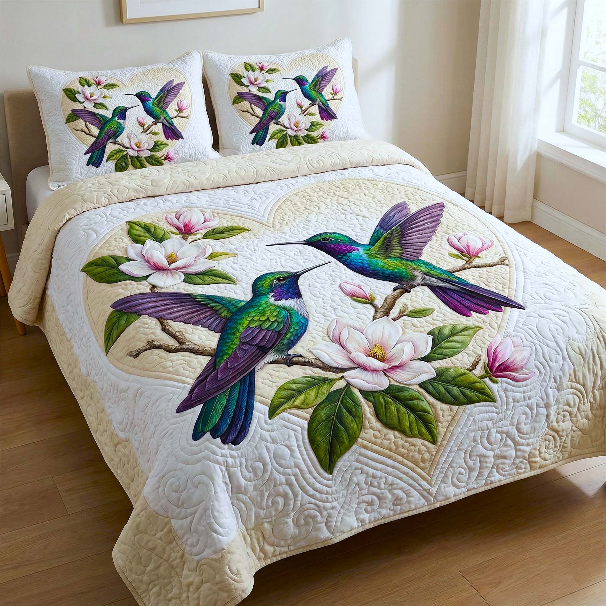 Iridescent Drift Quilted Bedding Set Good Sheet Sets Great Hummingbird Themed Gifts