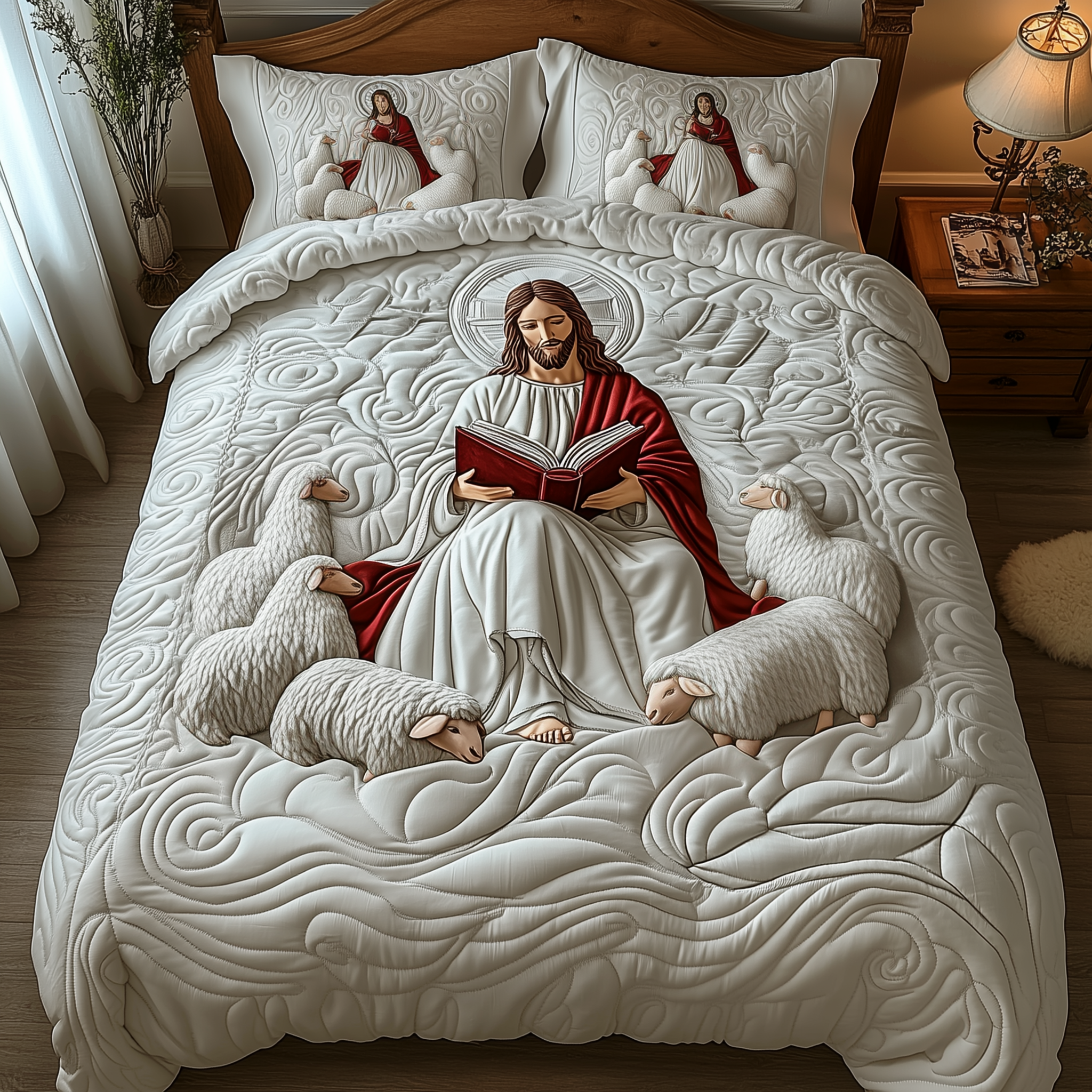 Jesus Quilted Bedding Set Queen Bed Set Gifts For Christians