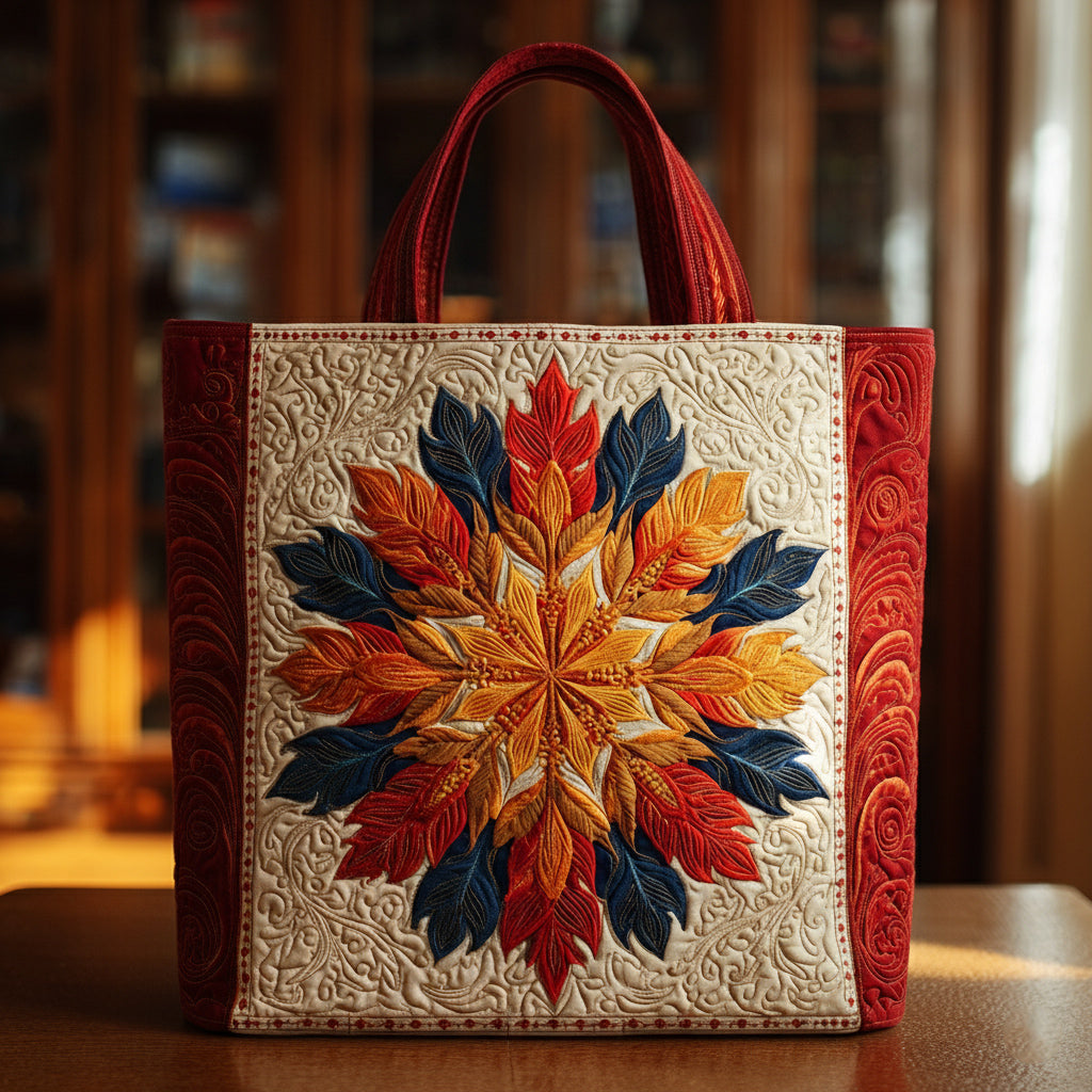 Jeweled Snowflake Mandala Quilted Tote Bag Xmas Handbags Best Christmas Gift Ideas