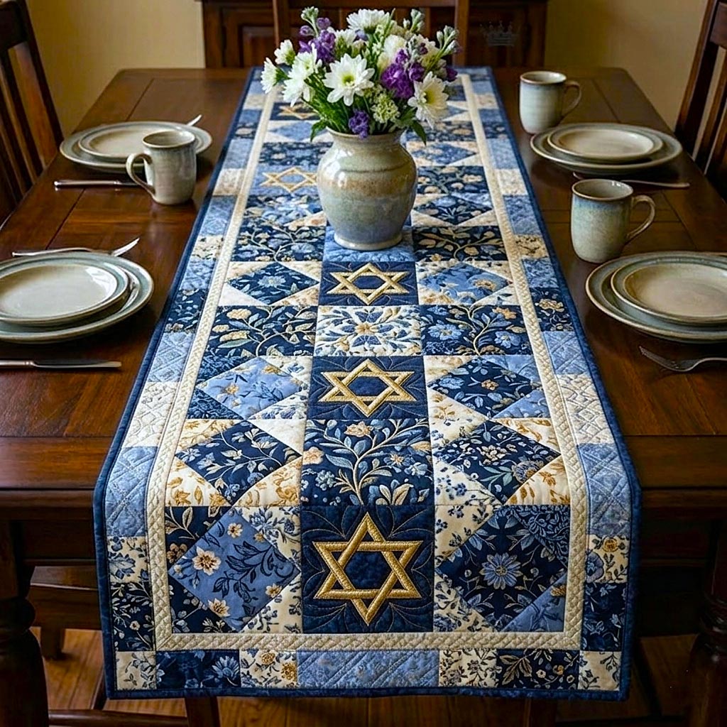 Jewish Heritage Quilted Table Runner Seder Table Decorations Kosher For Passover Gifts