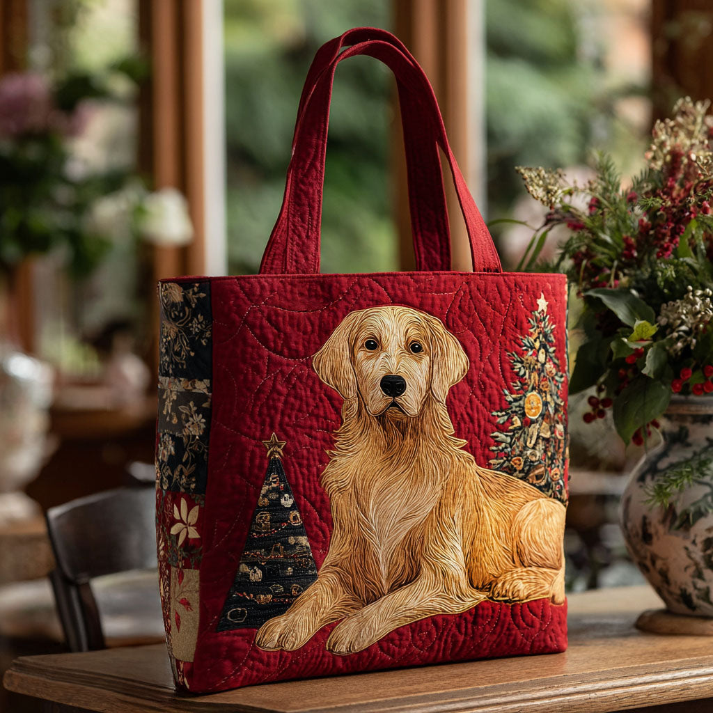 Jingle Retriever Quilted Tote Bag Top Tote Bags Golden Retriever Christmas Gifts