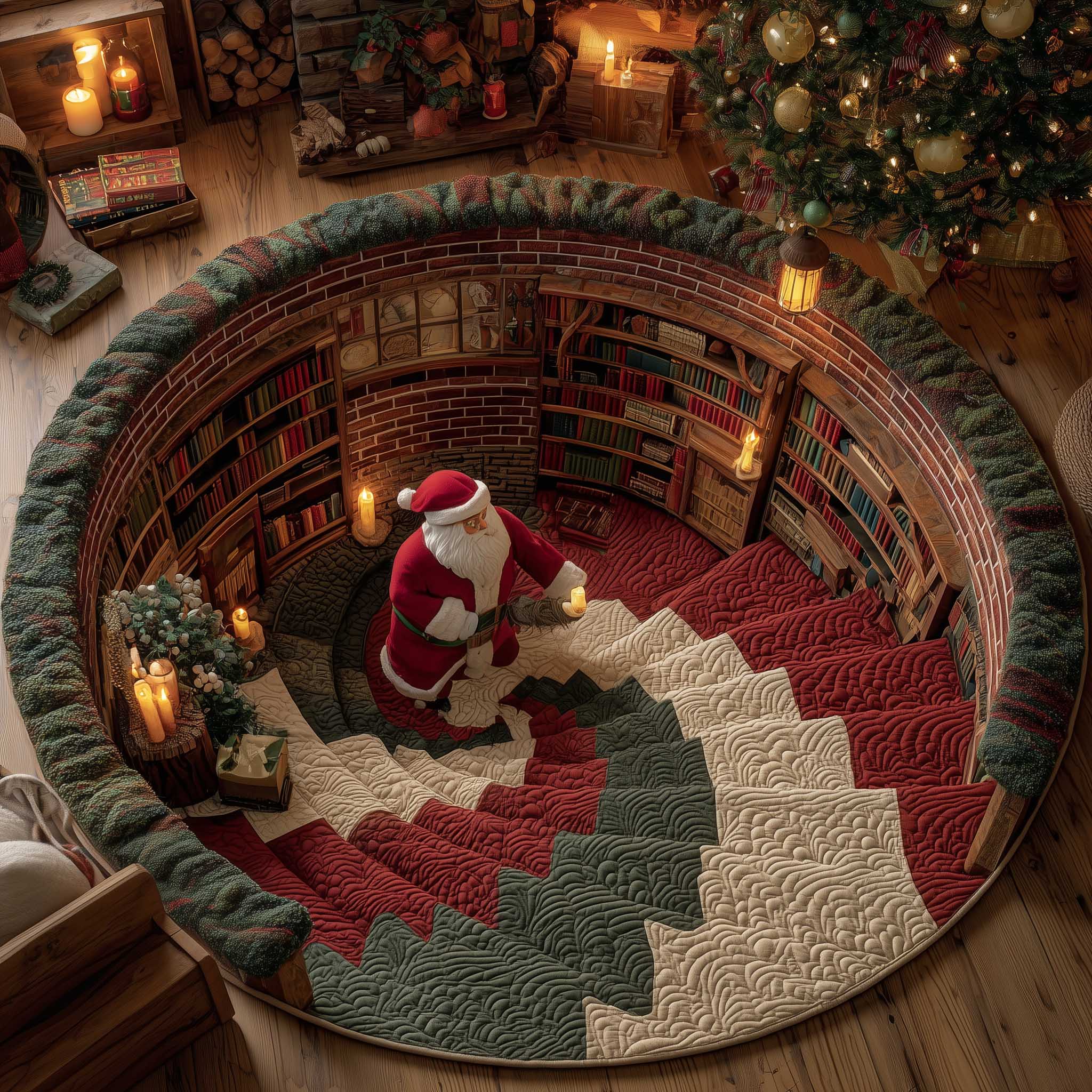 Jolly Santa Quilted Round Mat Elegant Quilted Round Mat to Enhance Your Room