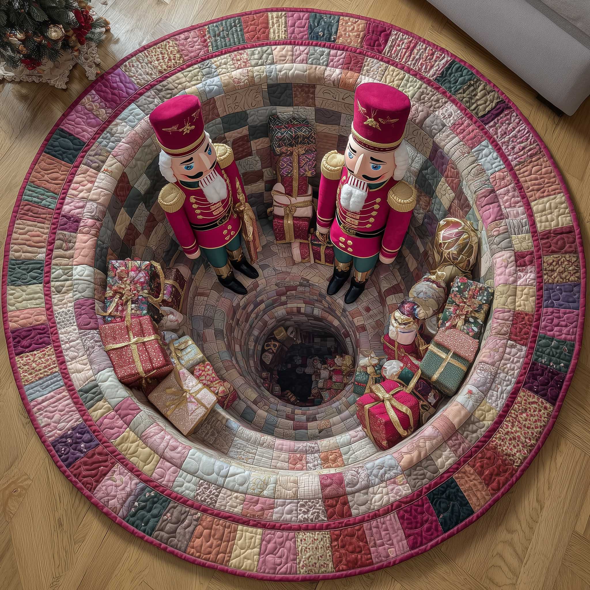 Jolly Workshop Quilted Round Mat Classic Quilted Round Mat for Timeless Decor
