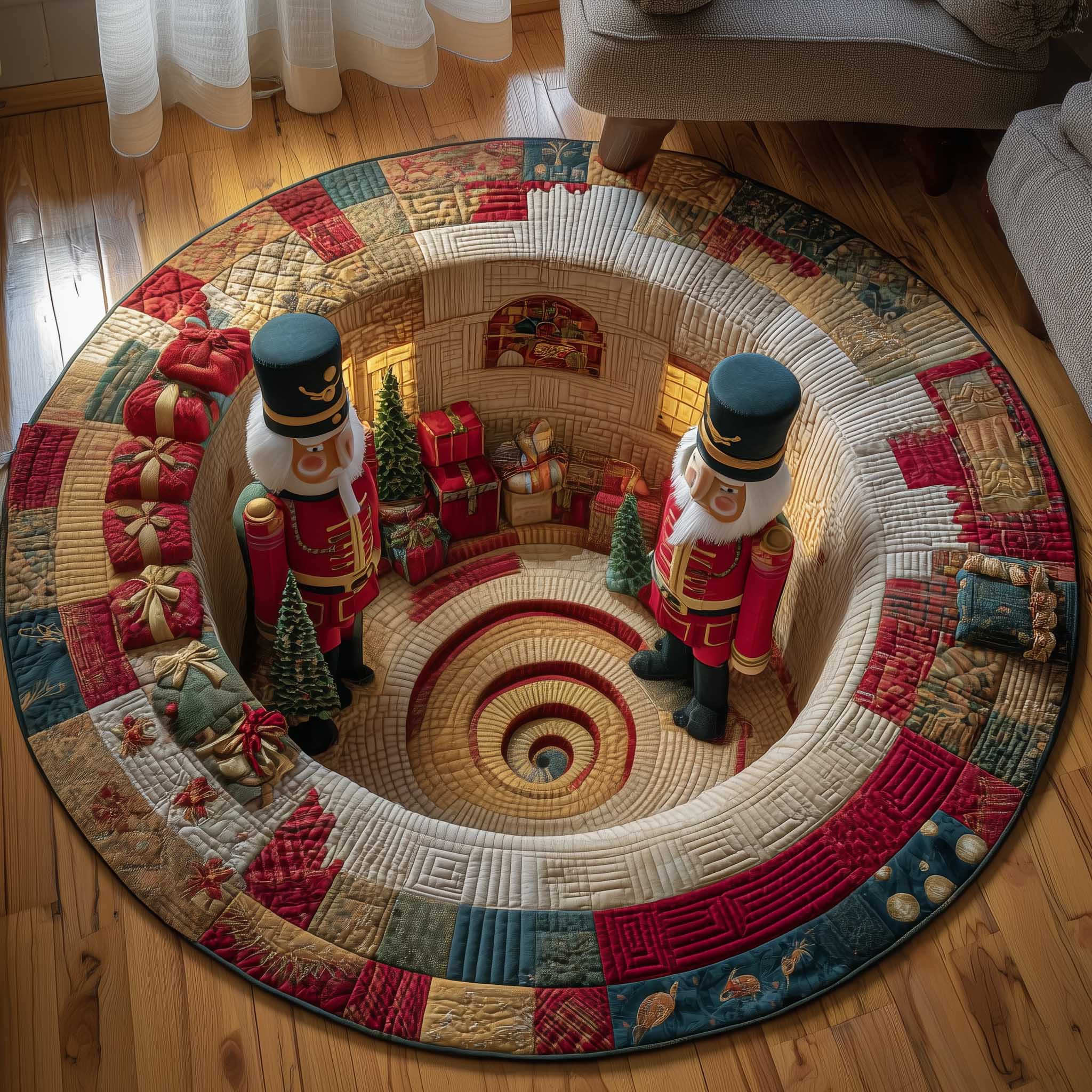 Jolly Workshop Quilted Round Mat Vibrant Quilted Round Mat to Brighten Your Room