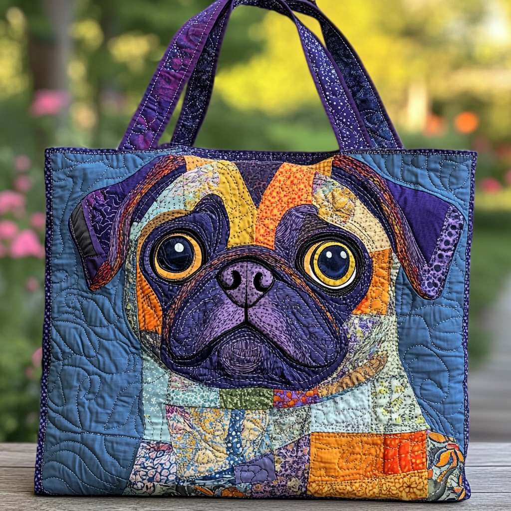 Joyful Pug Quilted Tote Bag Best Tote Bags For Women Gifts For Pugs