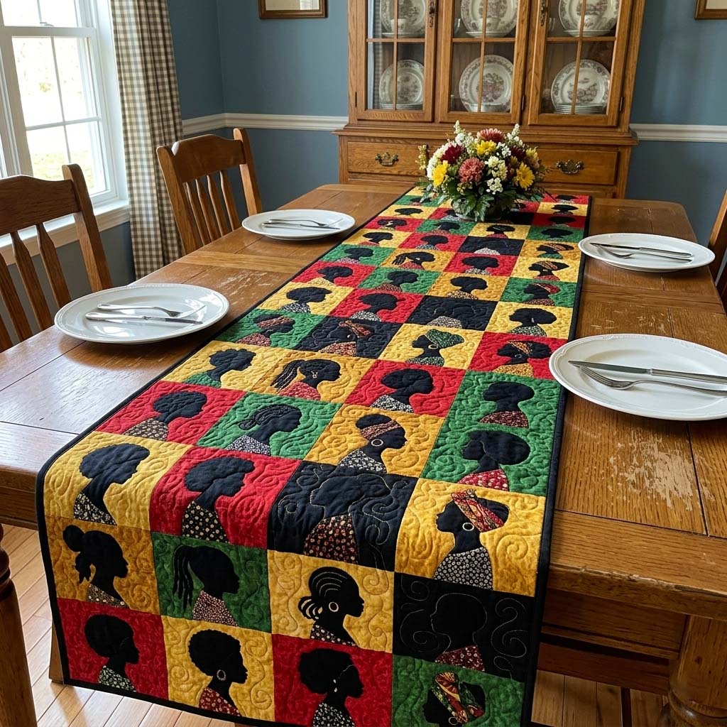 Juneteenth Heritage Quilted Table Runner Kitchen Table Decor Ideas Black History Month Gifts